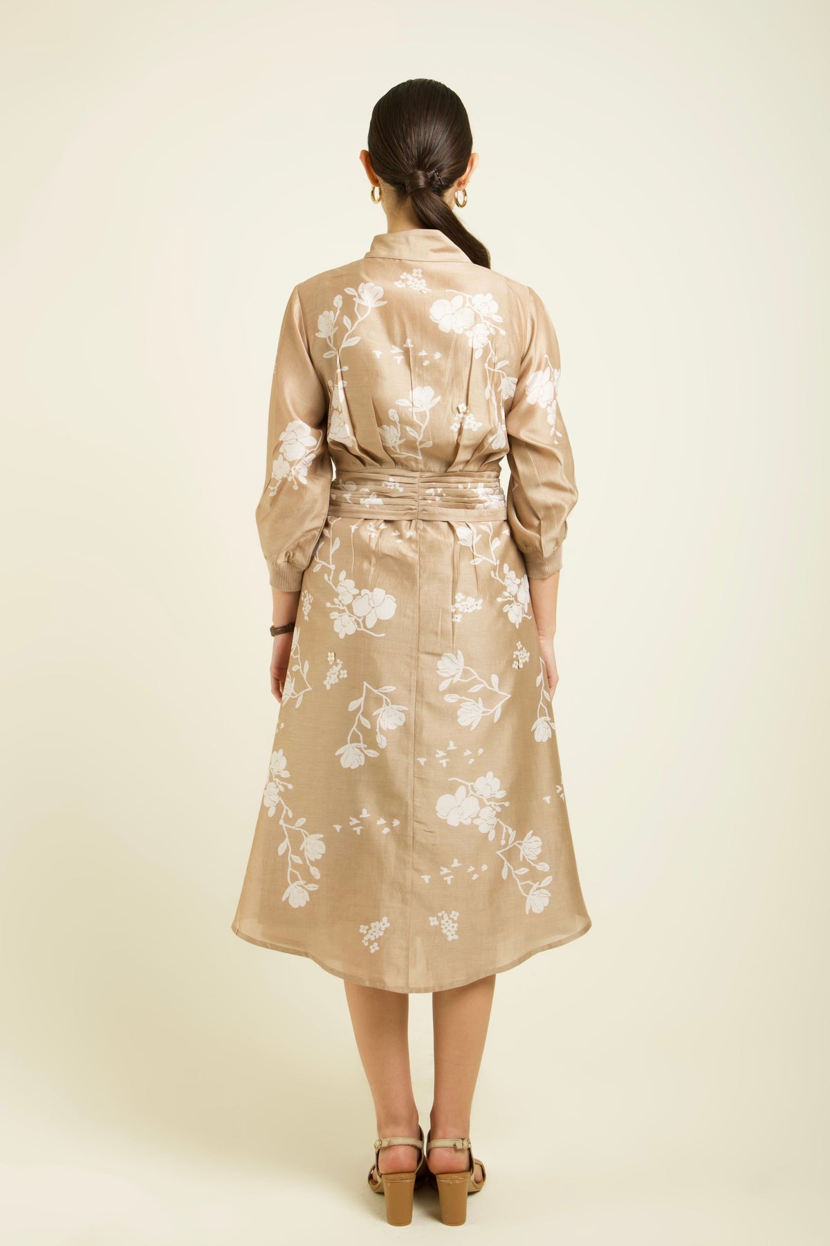 Beige Tie up Dress