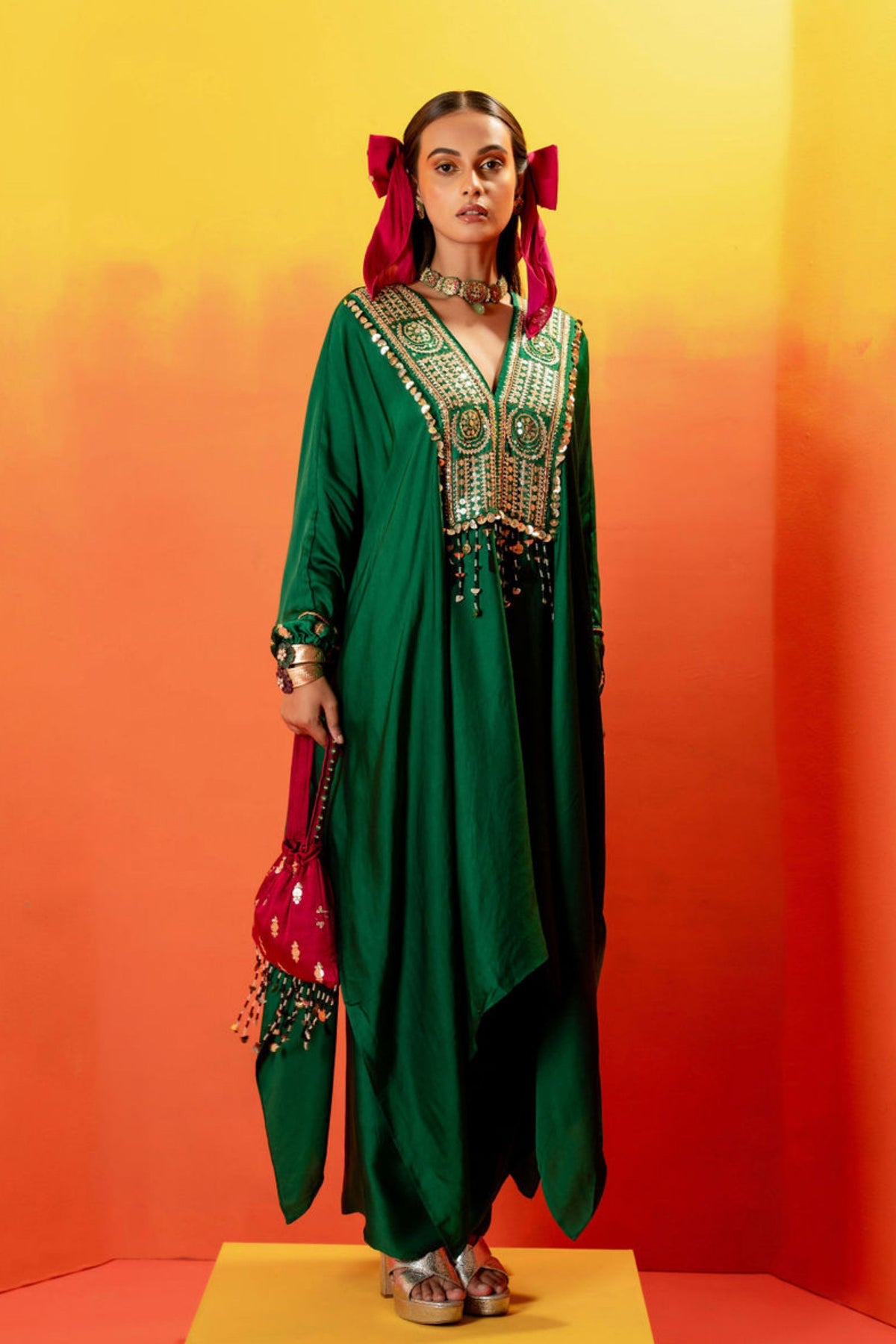 Vani Green Festive Kaftan