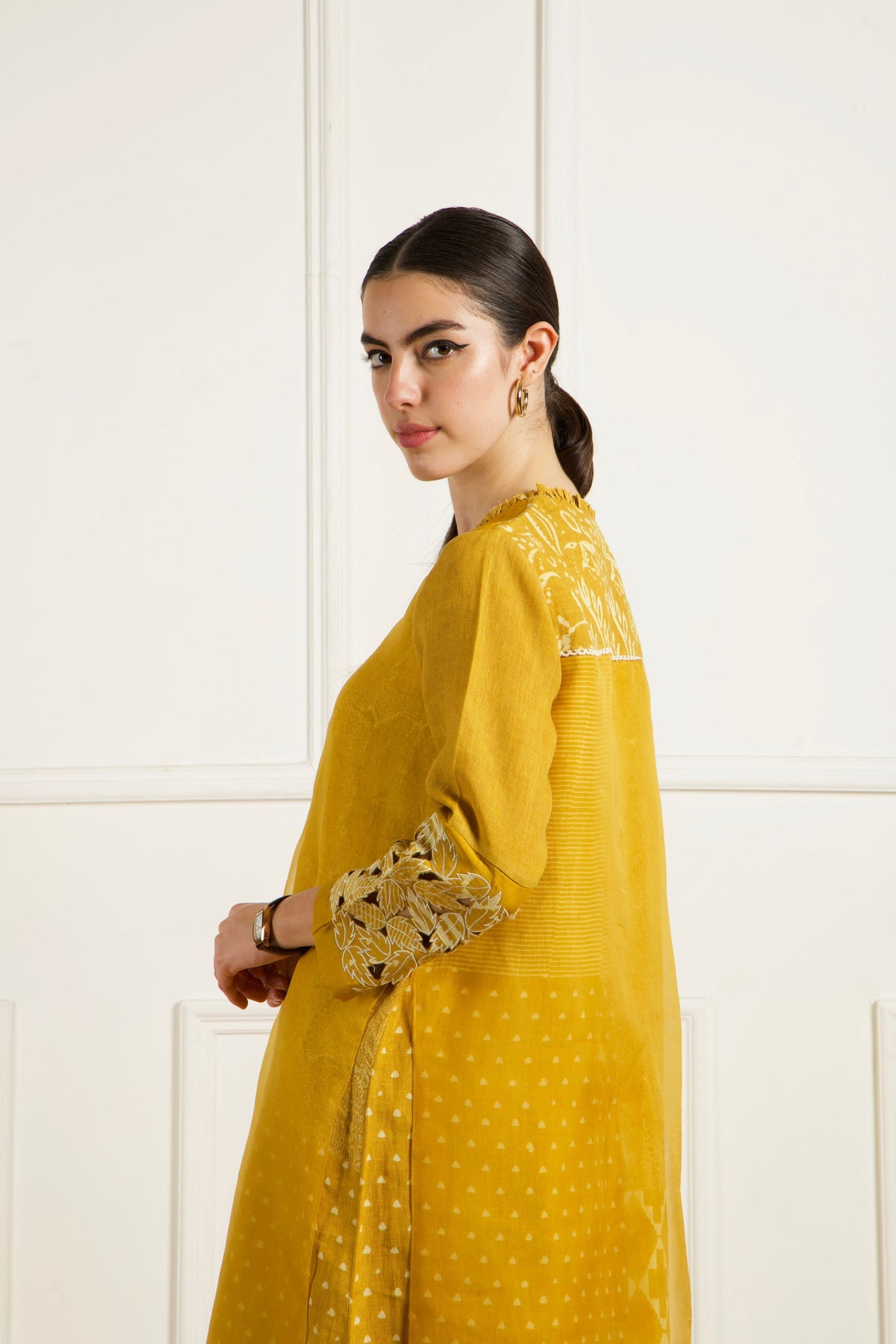 Ochre Discharge Print Tunic With Pants