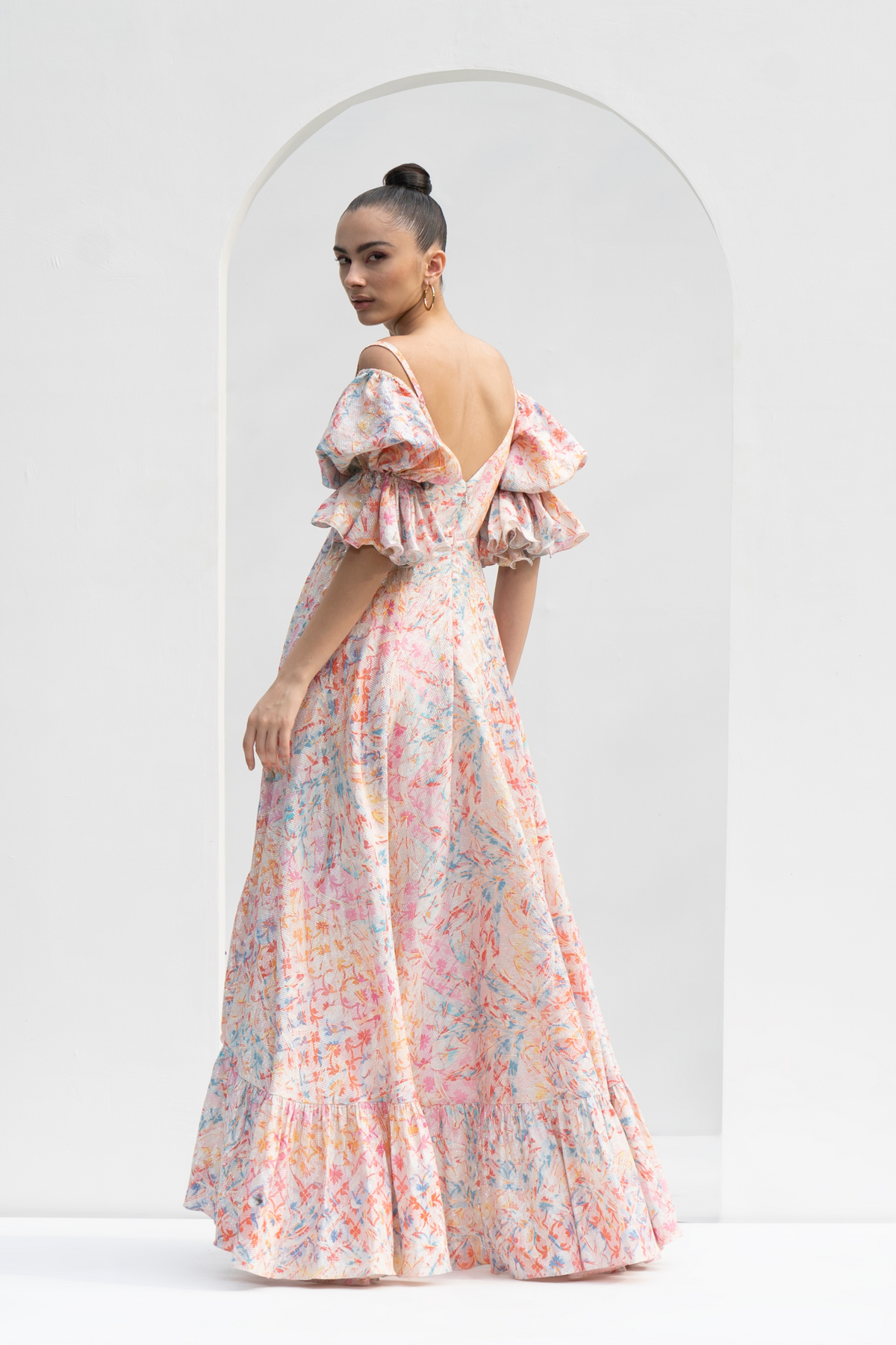 Leaf Magic Printed High Low Dress