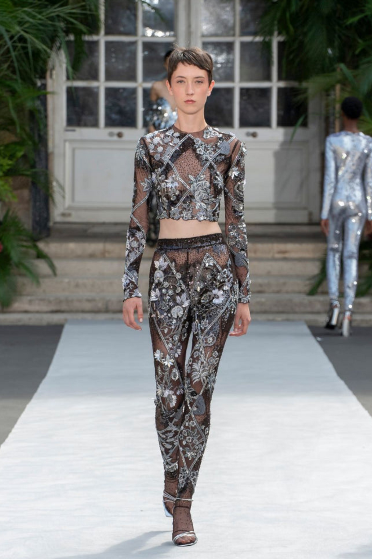 Sunderbans Lattice Crop Top Set