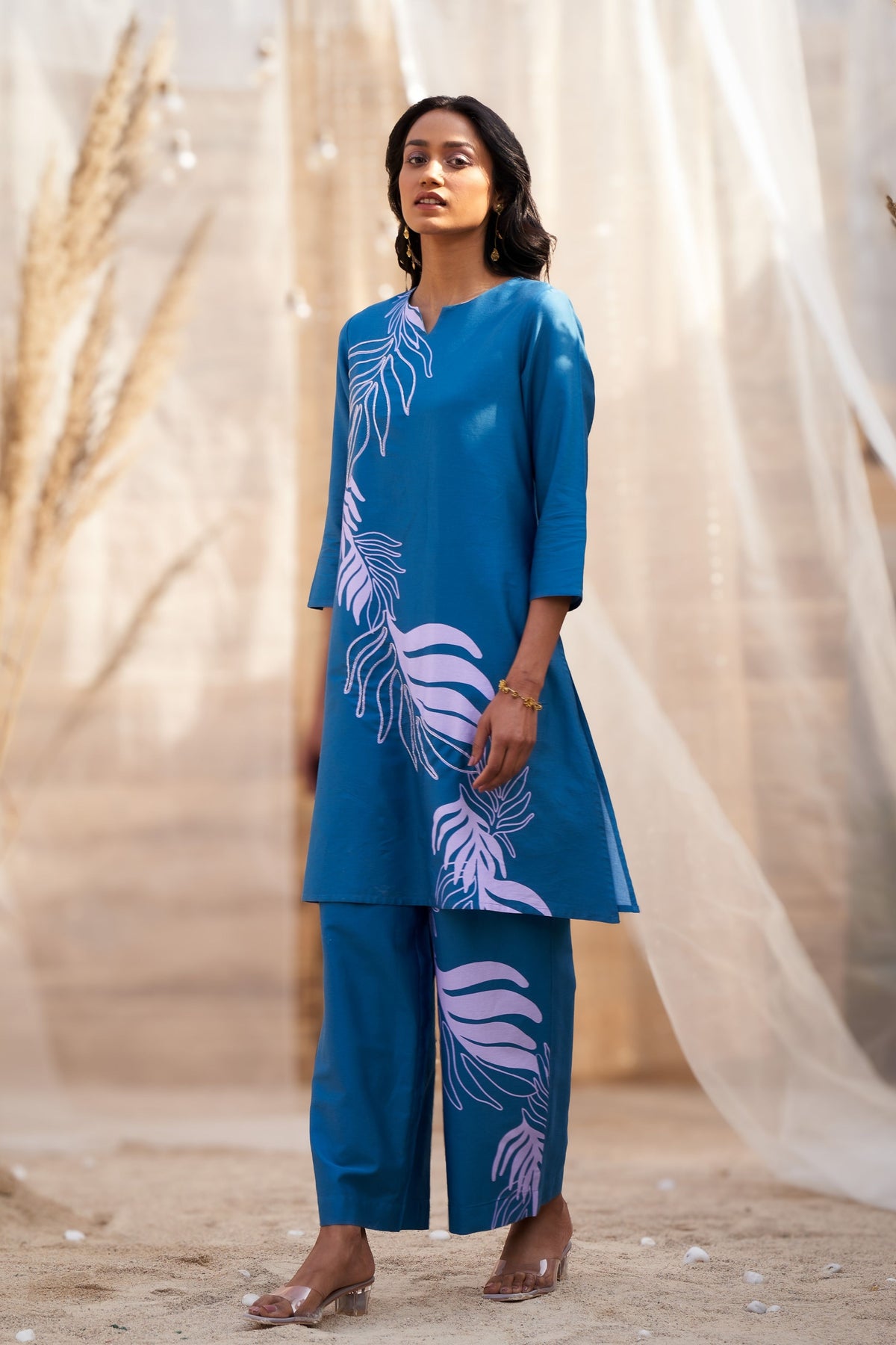 Reveria Printed Notch Tunic Set