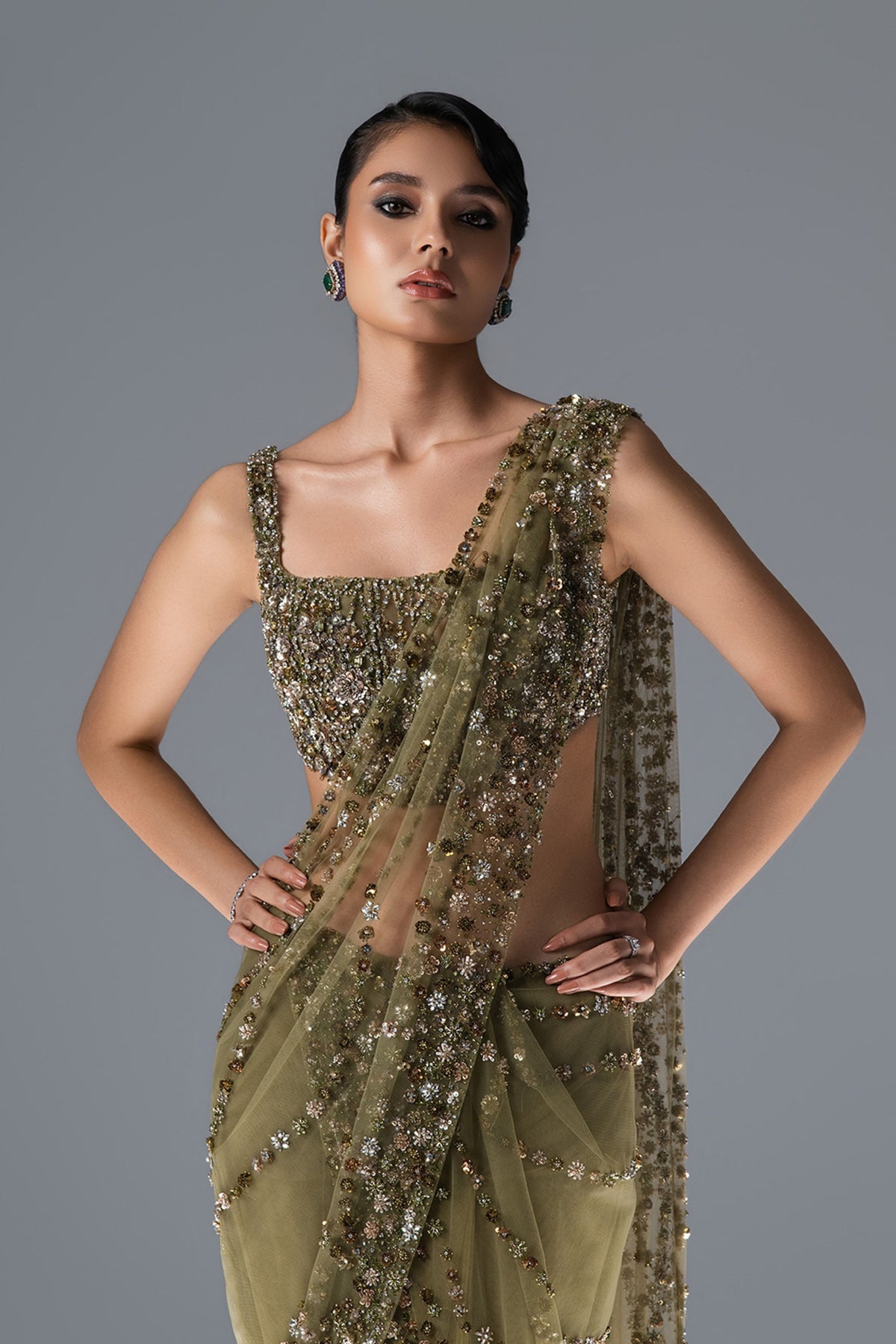 Wisteria Draped Saree Set