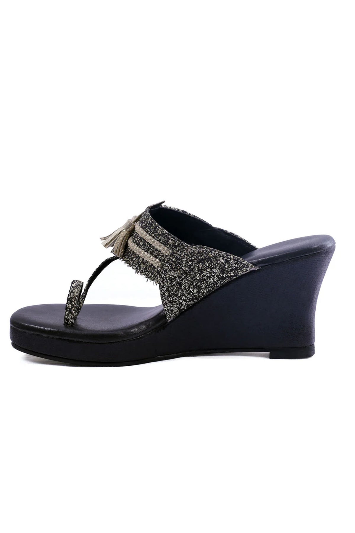 Raha Black Wedge Sandals