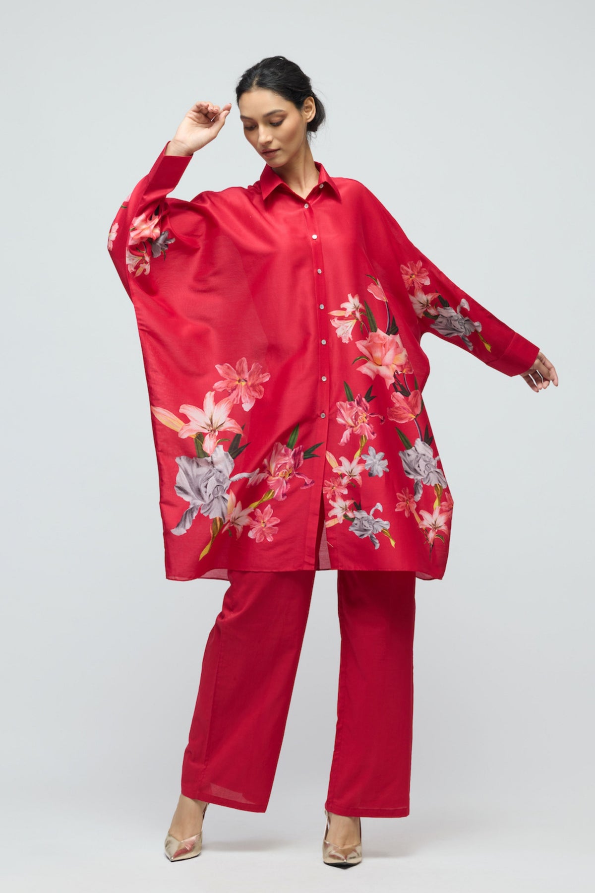 Floral Printed Chanderi Tunic