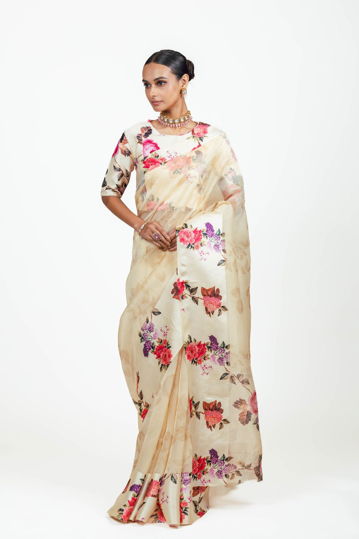 Nila Ivory  Organza Saree