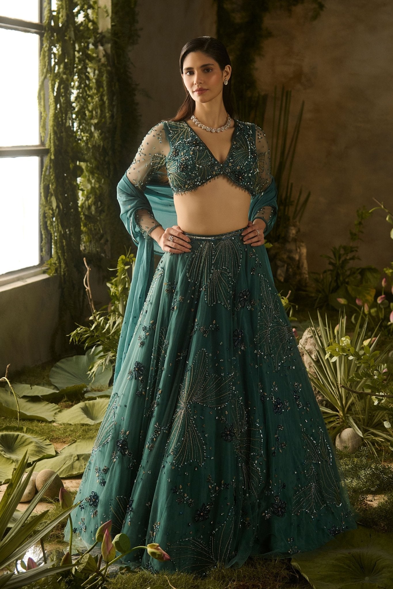 Mystic Moss Lehenga Set - Parul Gandhi - Elahe
