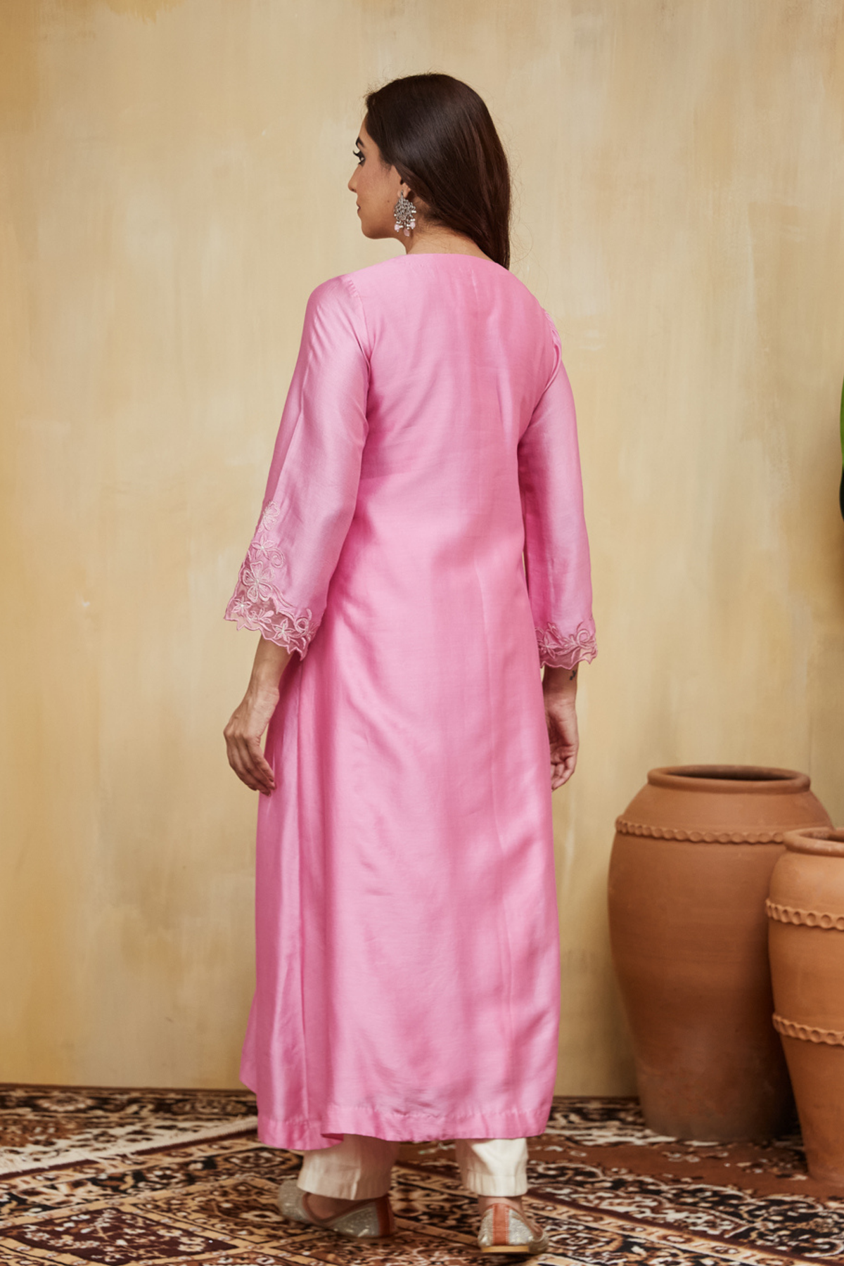 Pastel Pink Chanderi Dina Kurta Set