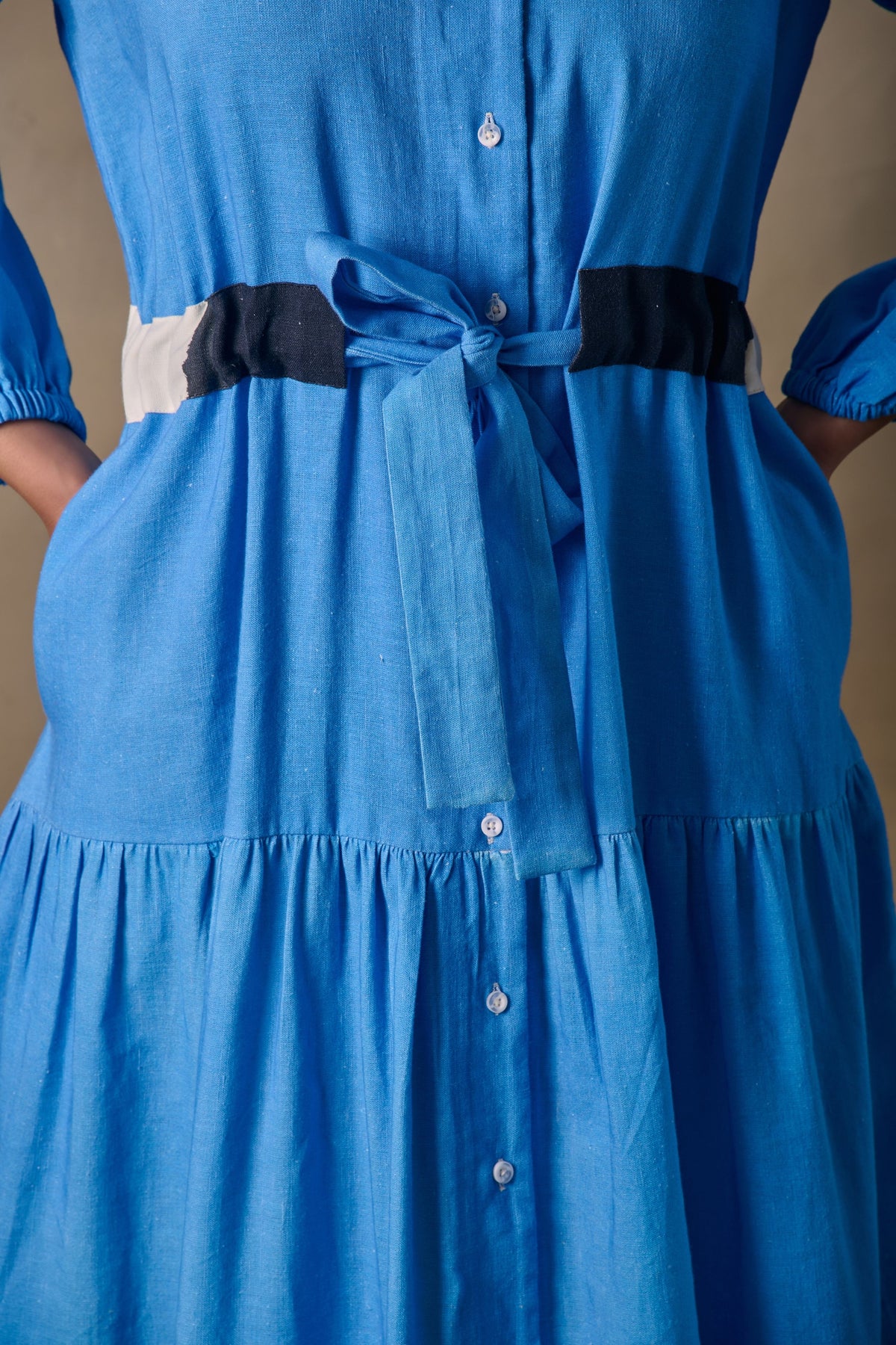 Blue Washed Tiered Dress
