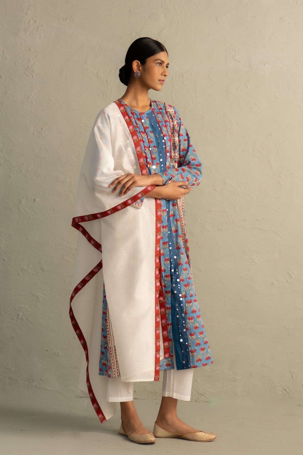Blue Placket Kurta & Pants