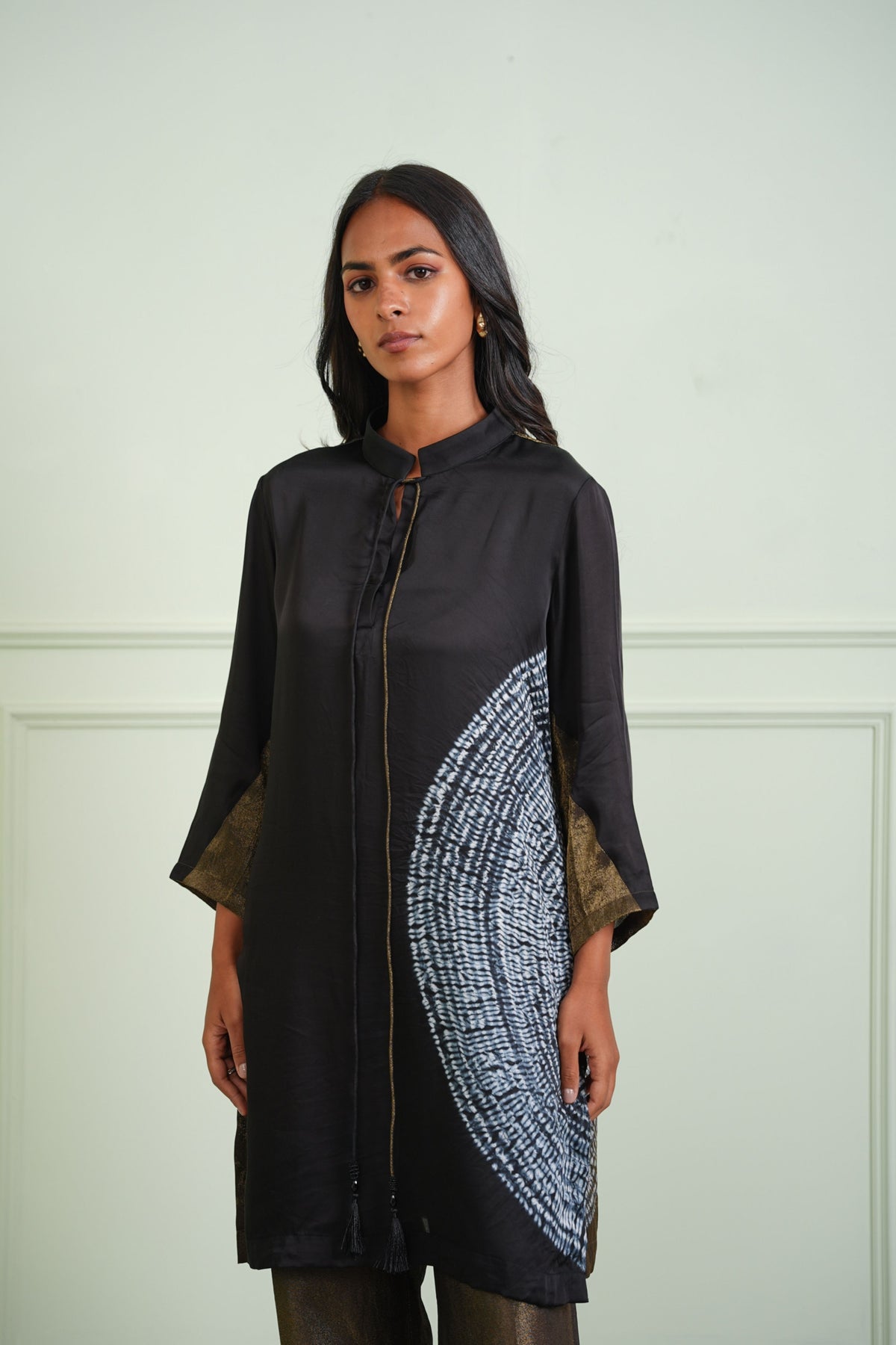 Black Tissue Shibori Tunic