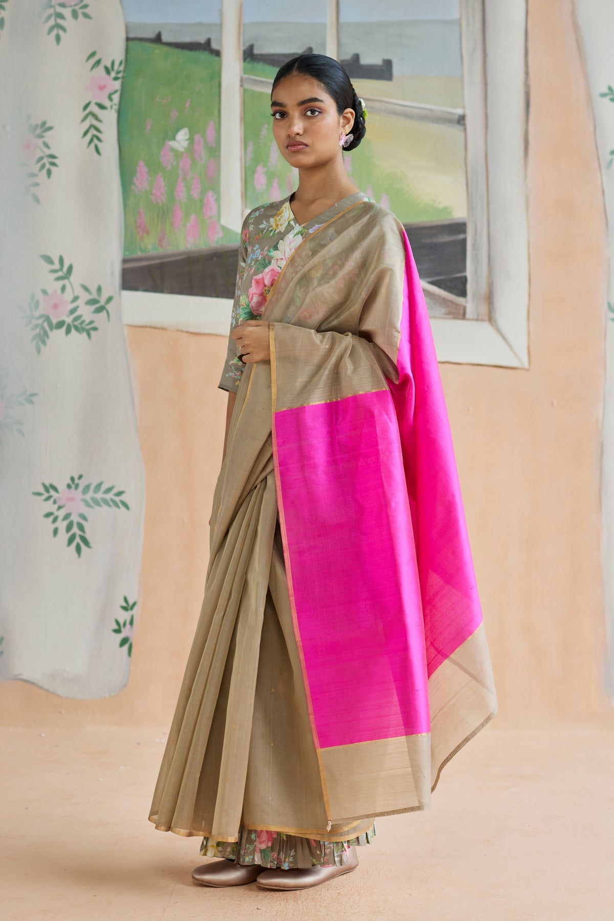 Dunes and Drift Chanderi Sari