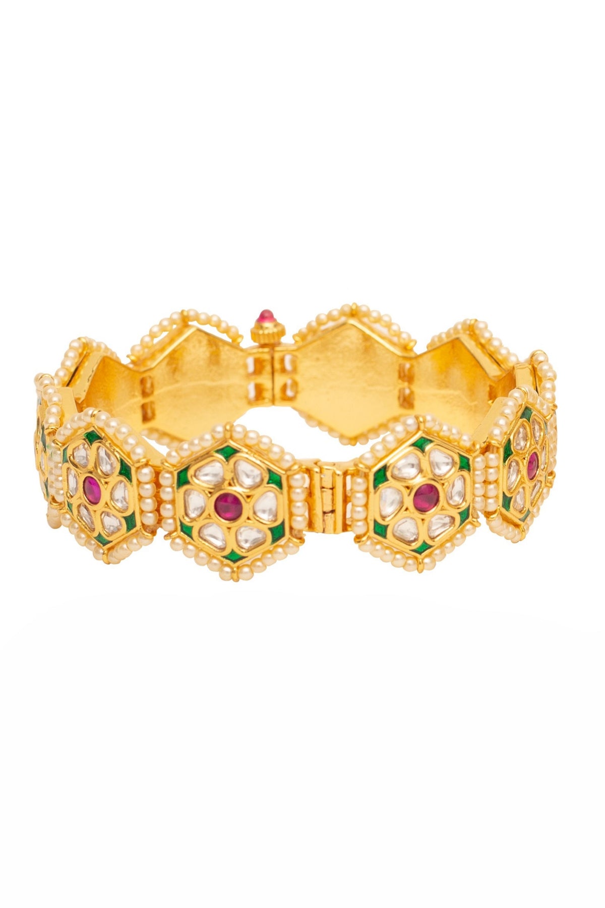 Gold Plated Red Stone Bangles
