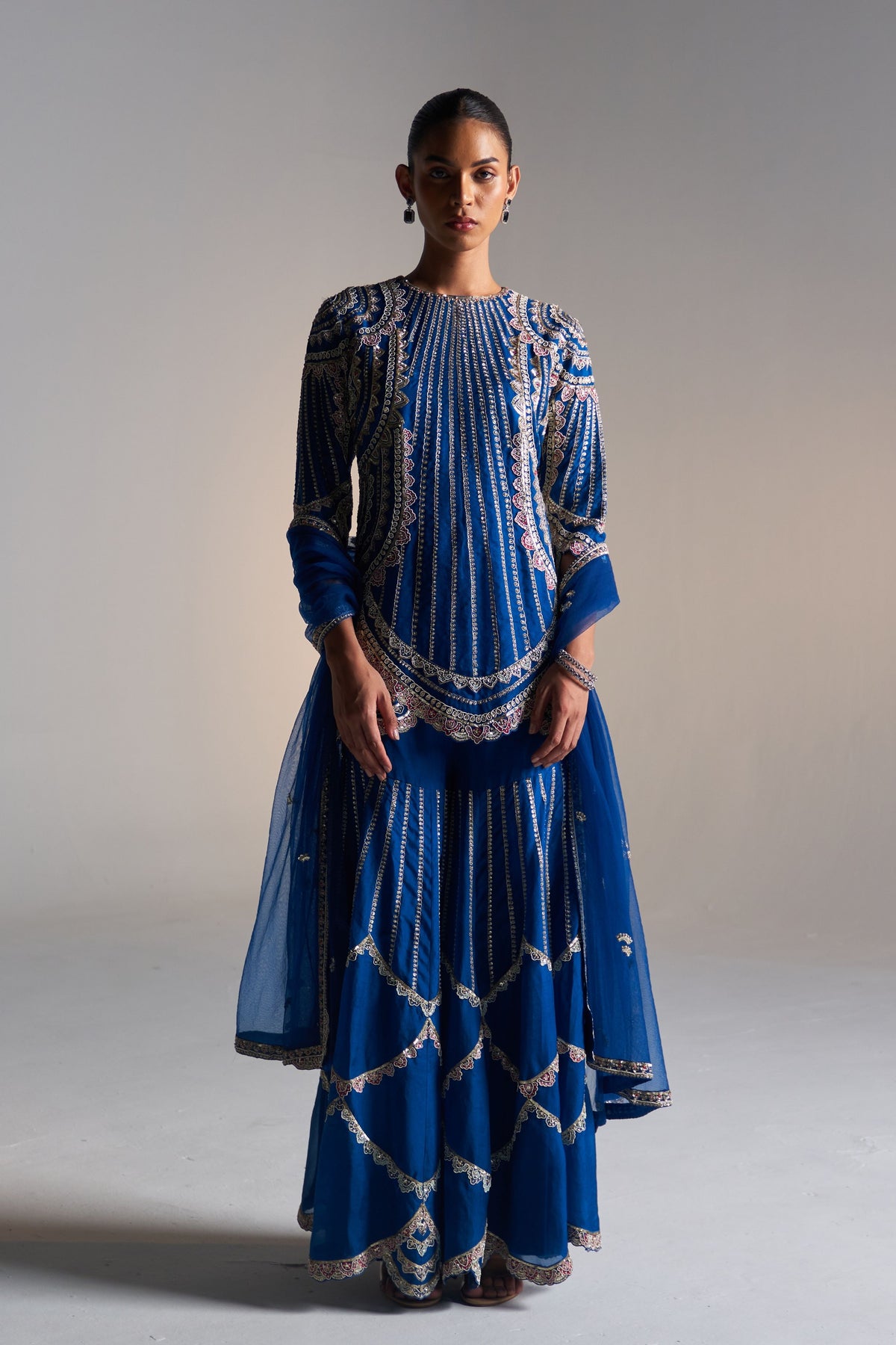 Jade Blue Sharara Set