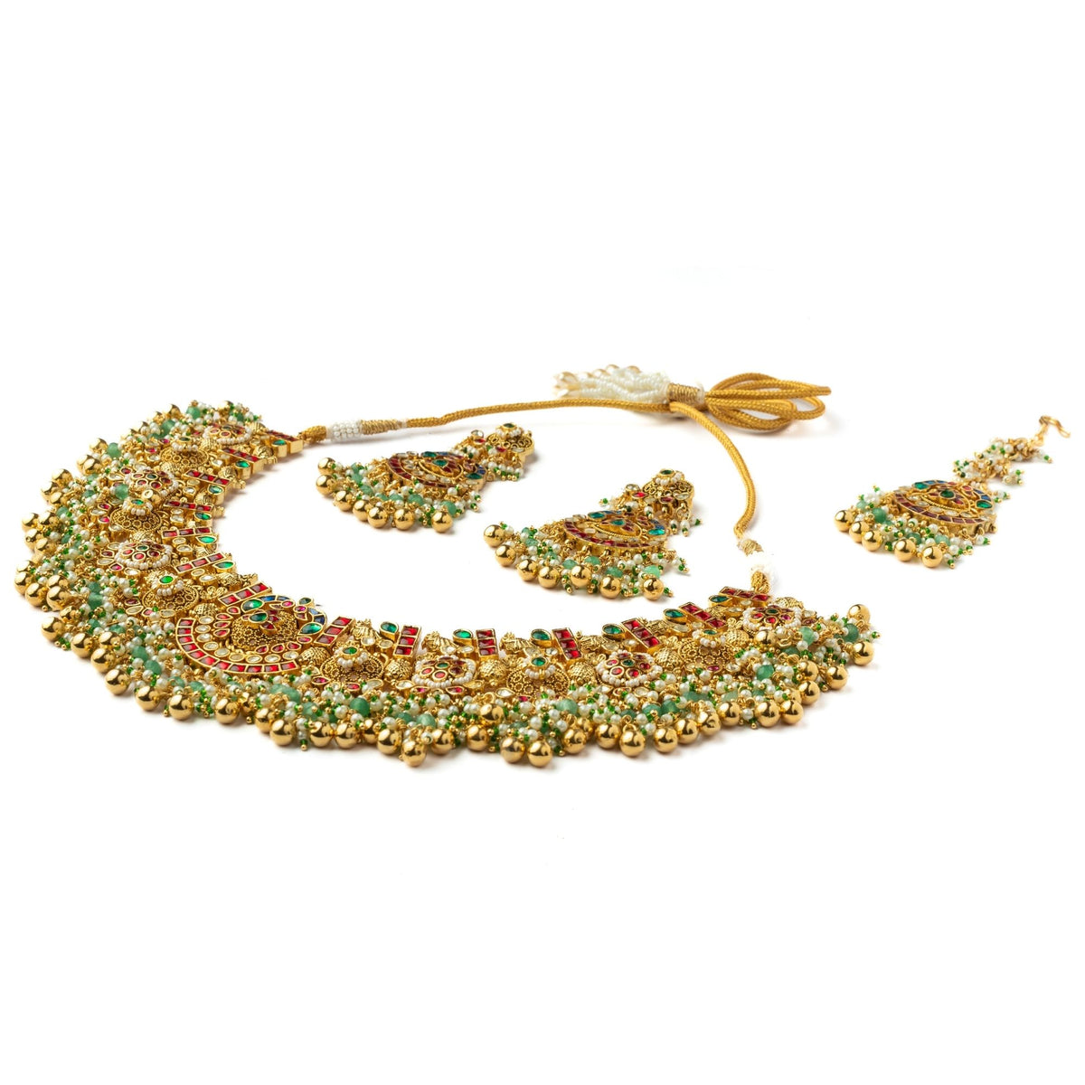 Gold-plated Green Stone Necklace Set