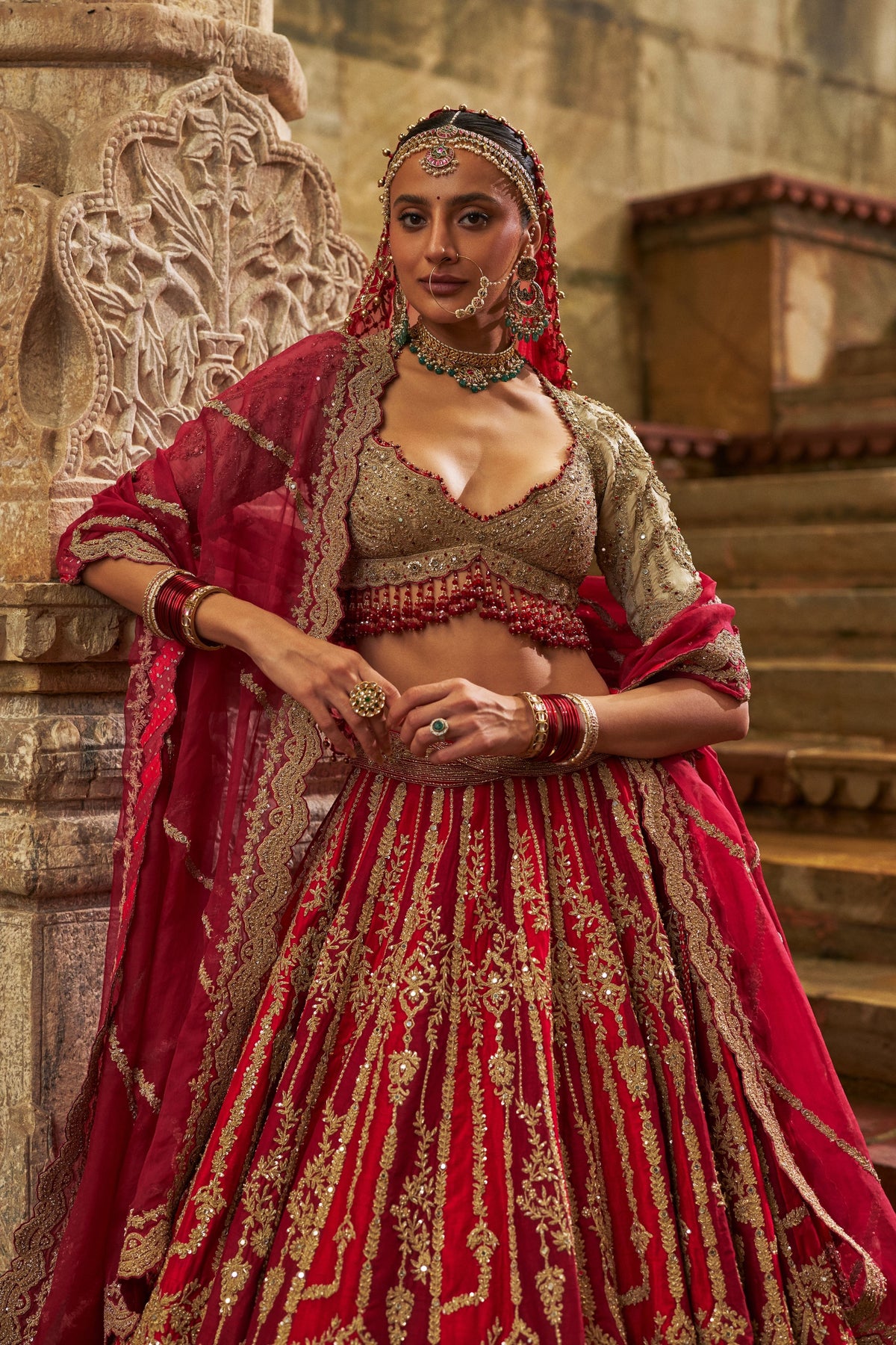 Red Maroon Lehenga Set