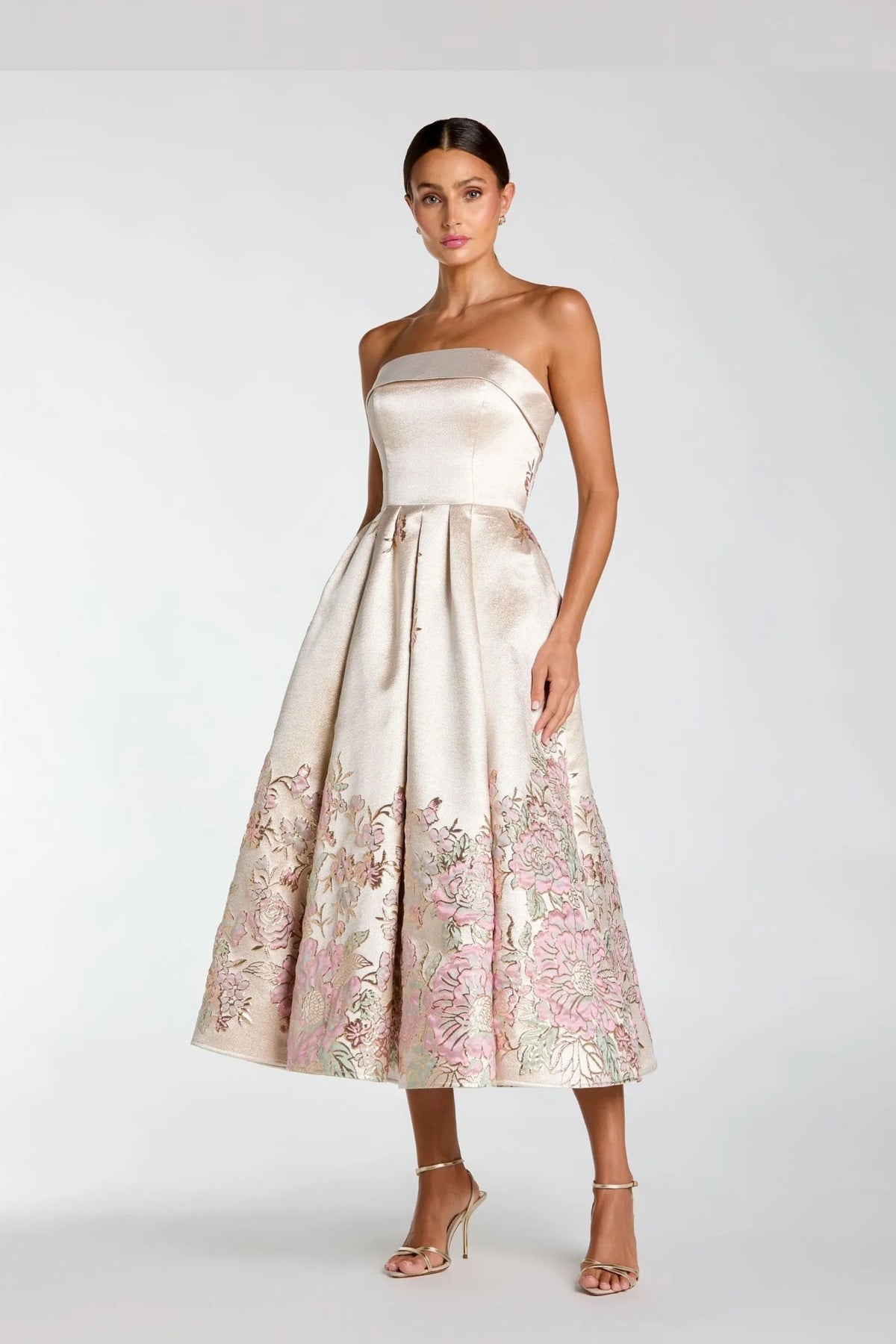 Ivory Brocade a Line Dress