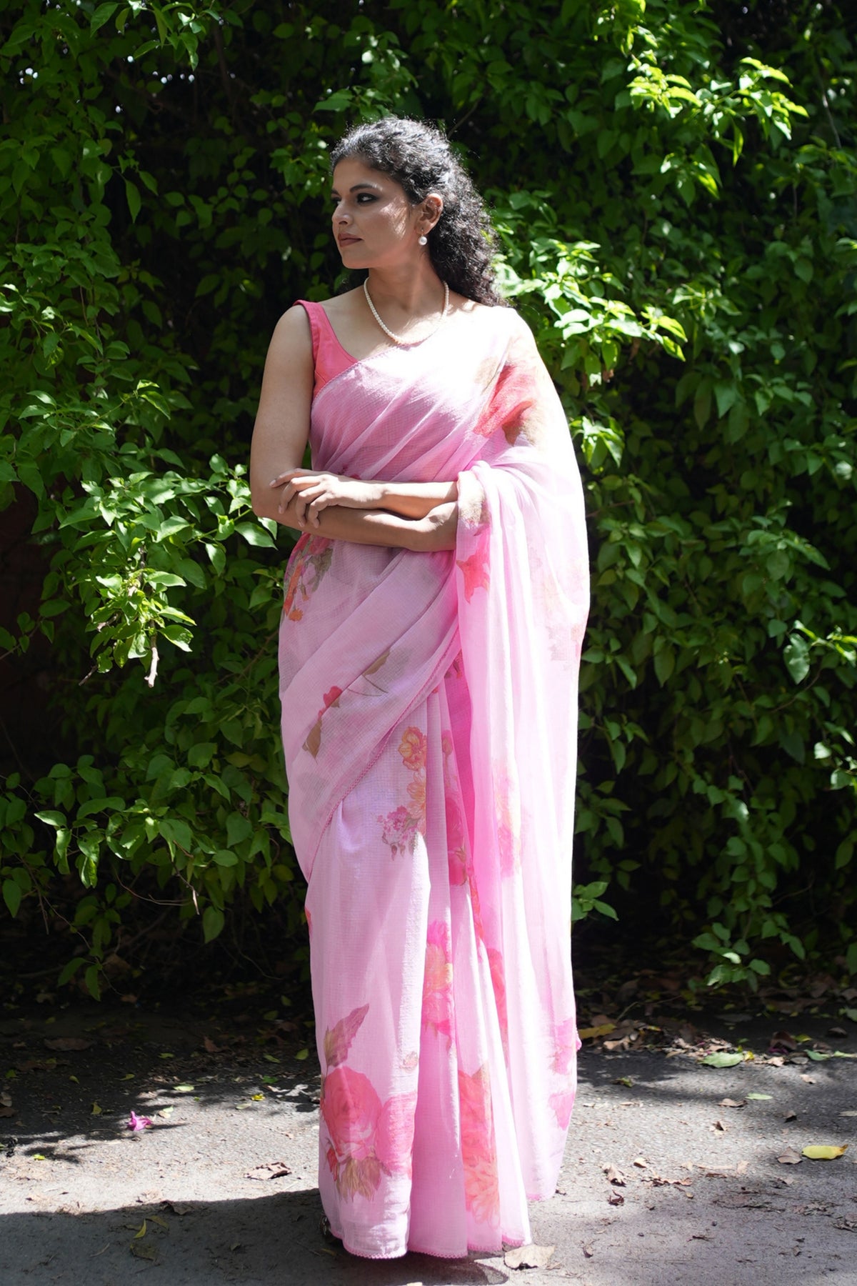 Juhi Elegant Floral Pink Saree