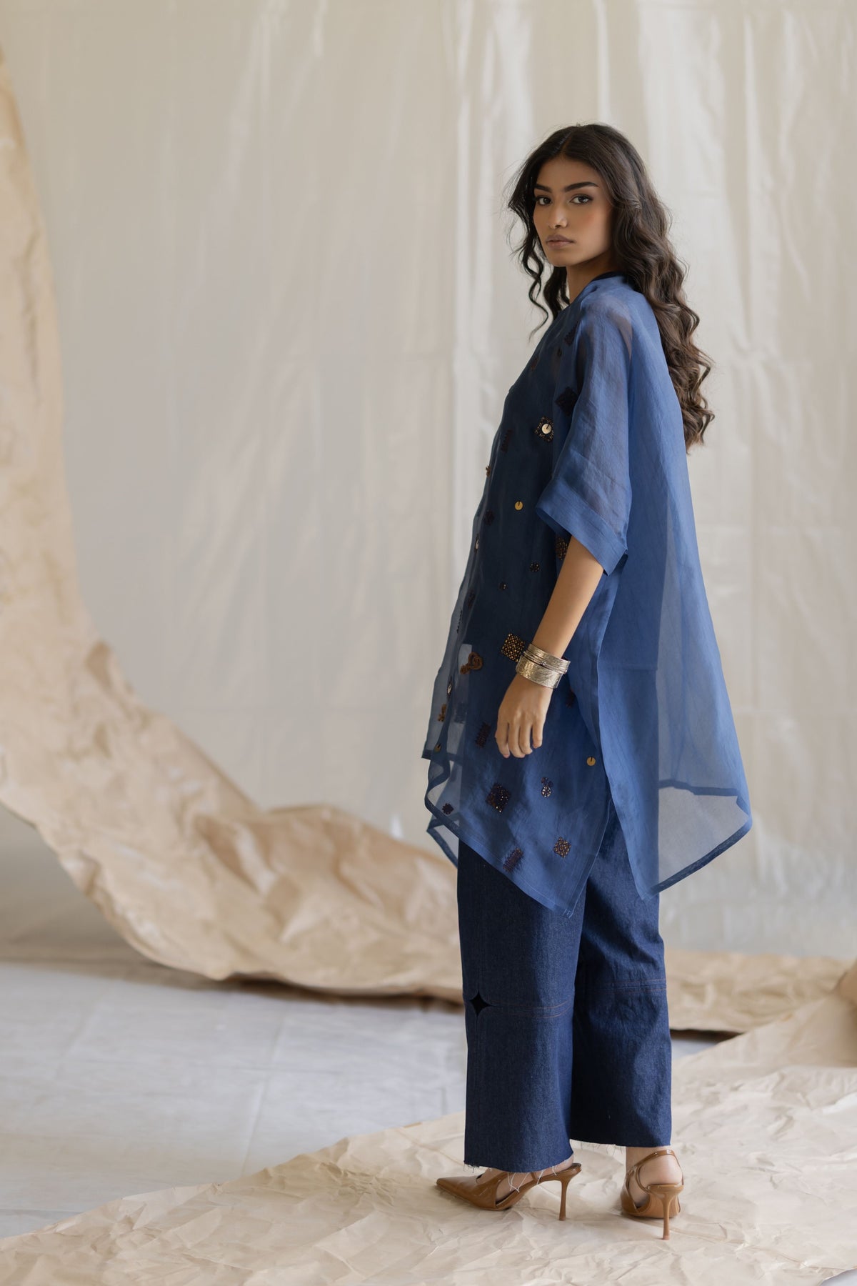 Dark Blue Kaftan Top and Pants