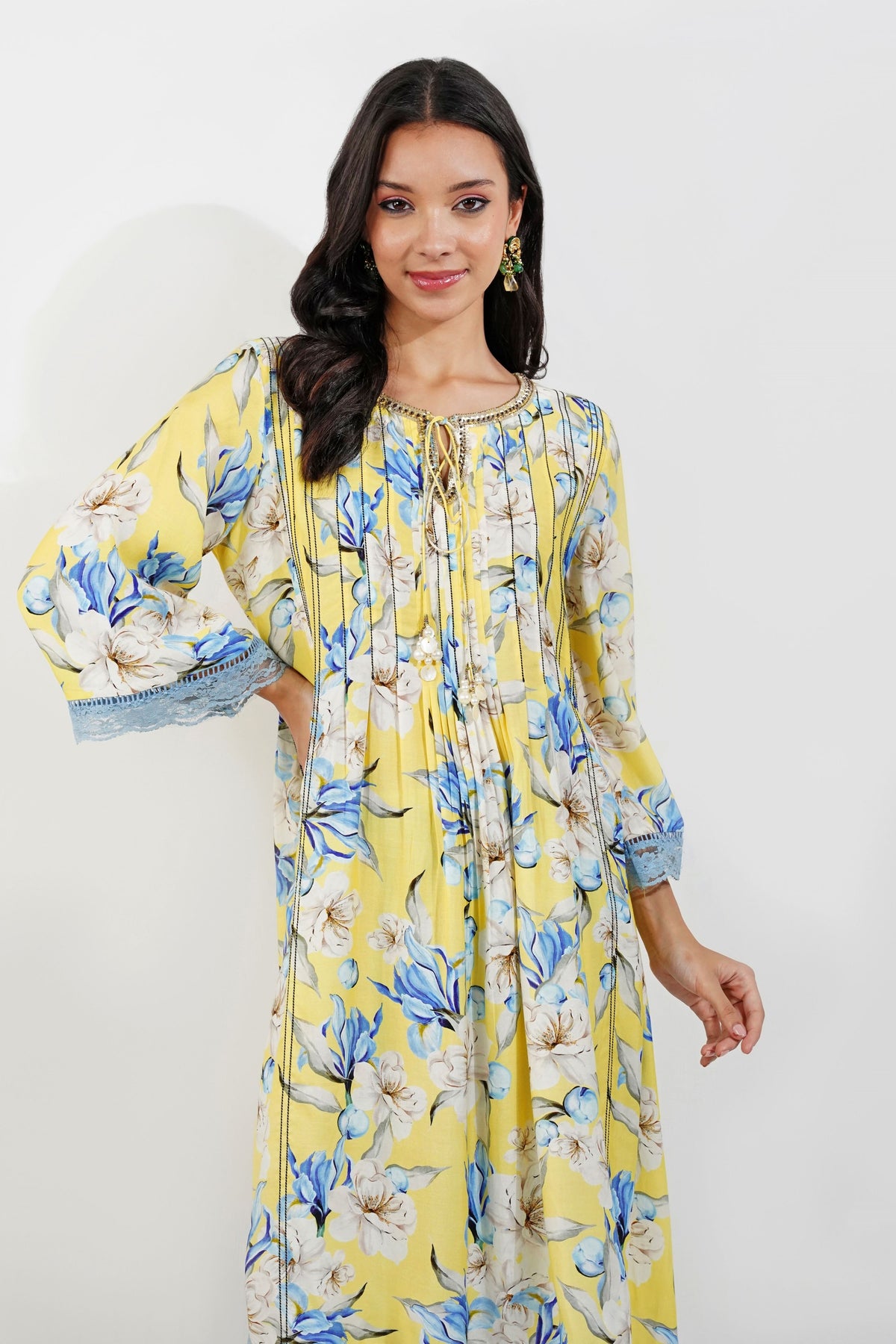 Flirty Pleats Floral Tunic Set
