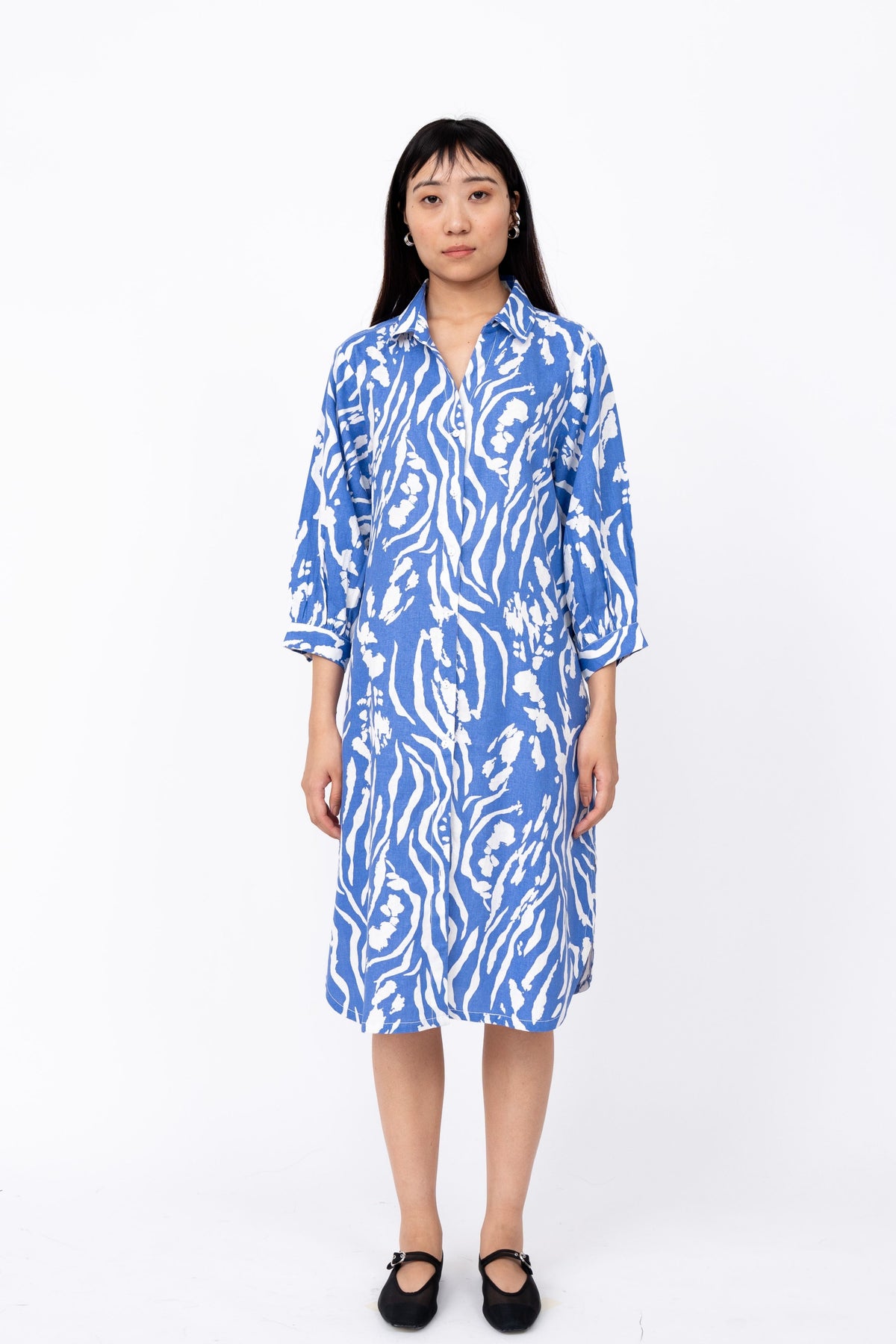 Blue Wave Fence Shirt Dress