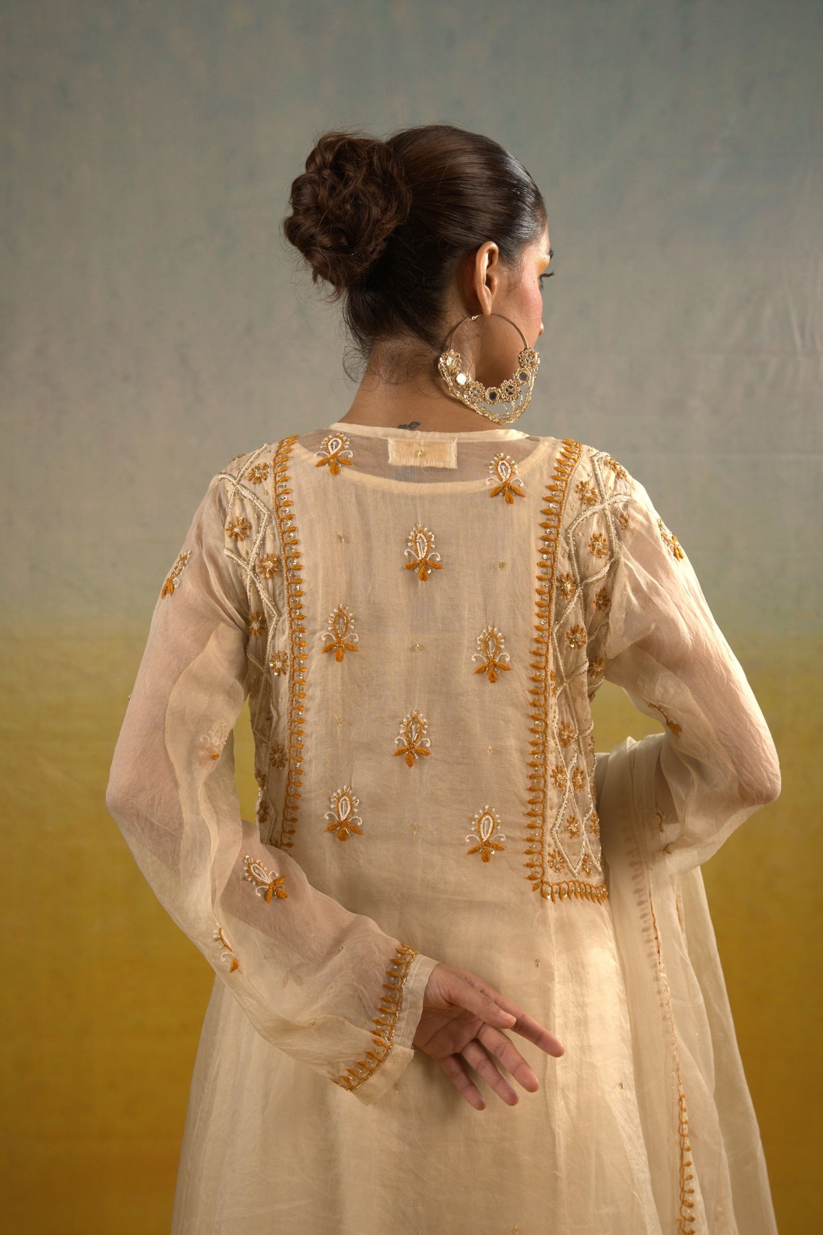 Ivory Chikankari Kalidar Set