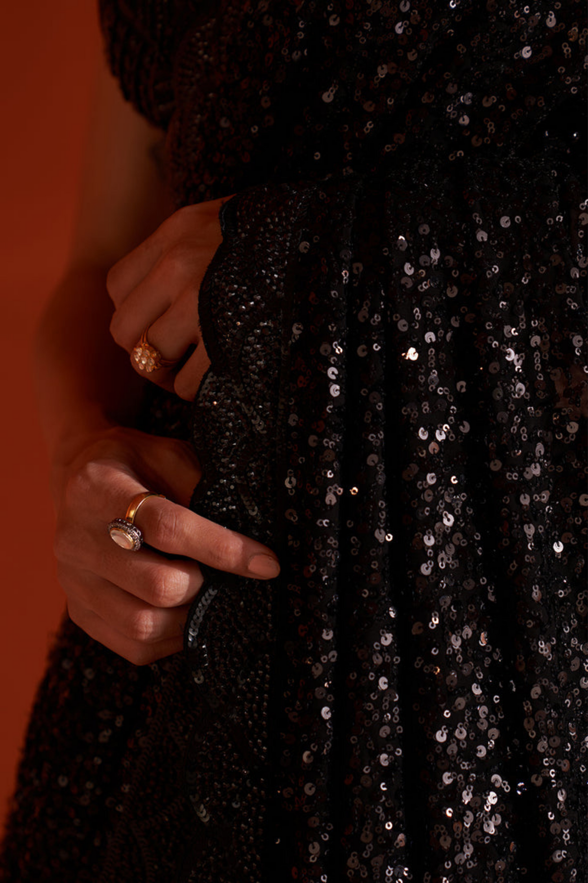 Black Sequins Georgette Saree