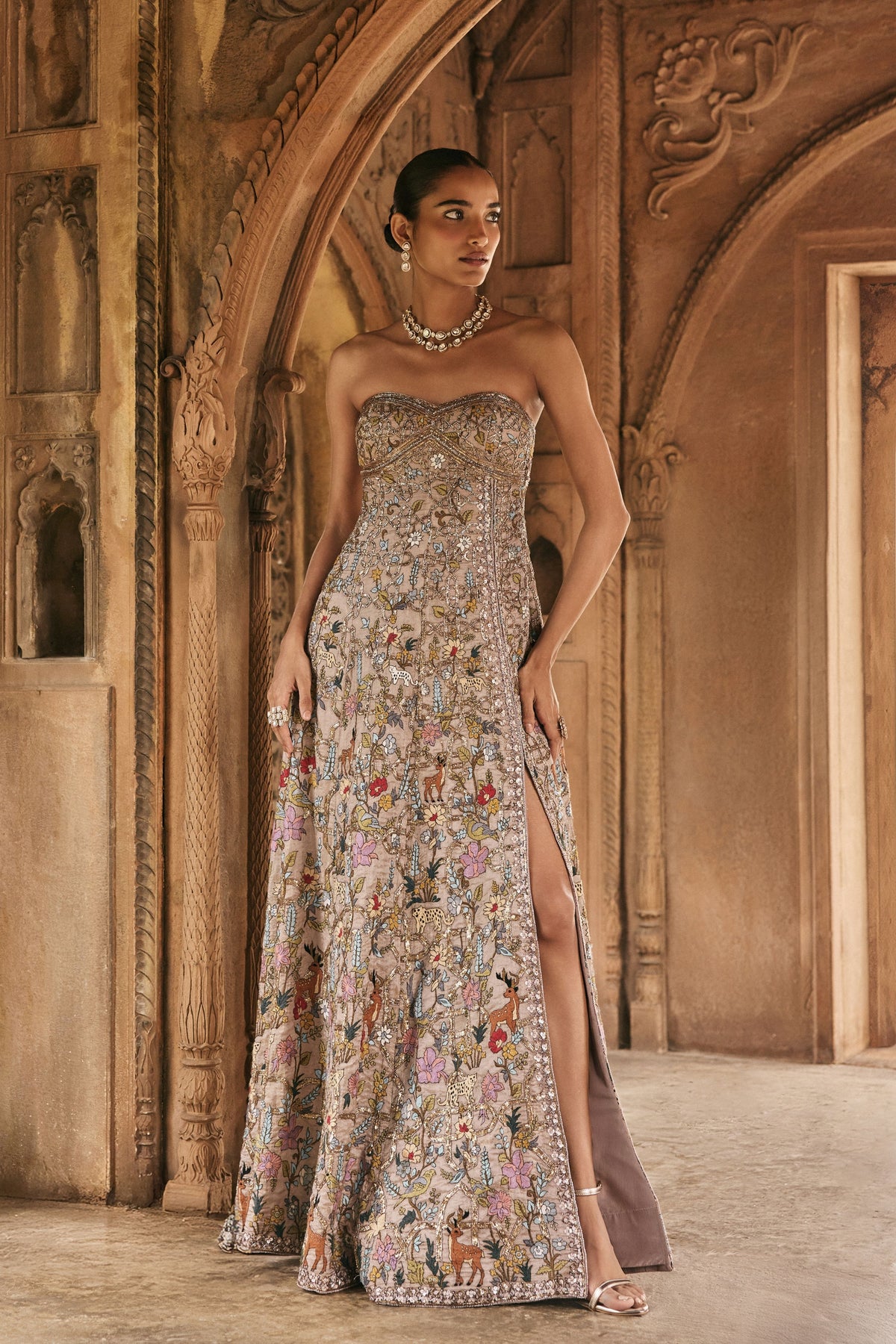 Embroidery Mauve Gown