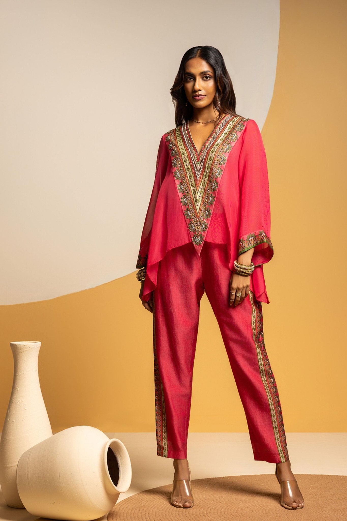 Pink Asymmetric Co - ord Set - Sougat Paul - Elahe