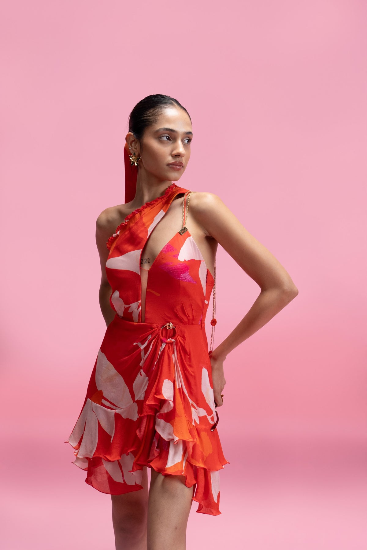One-Shoulder Ruffle Mini Dress
