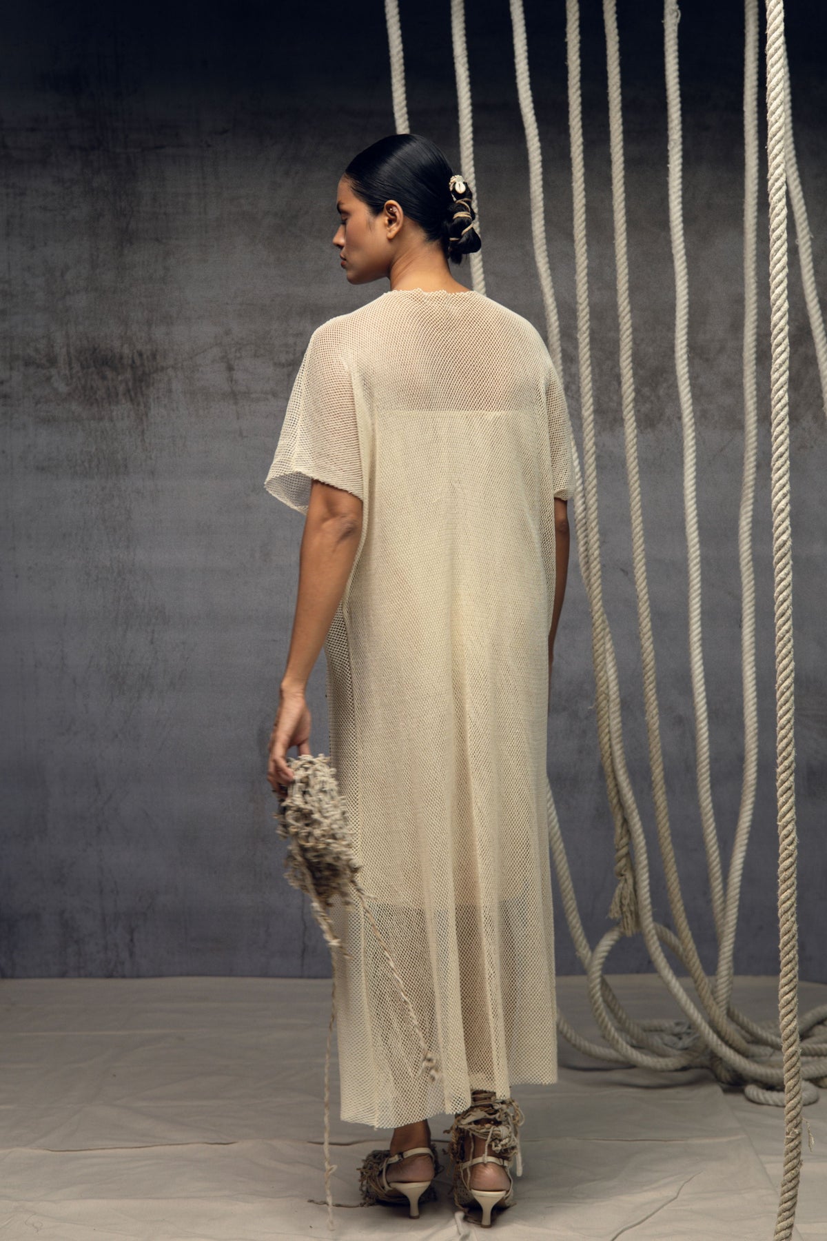 Ivory Mesh  Kaftan
