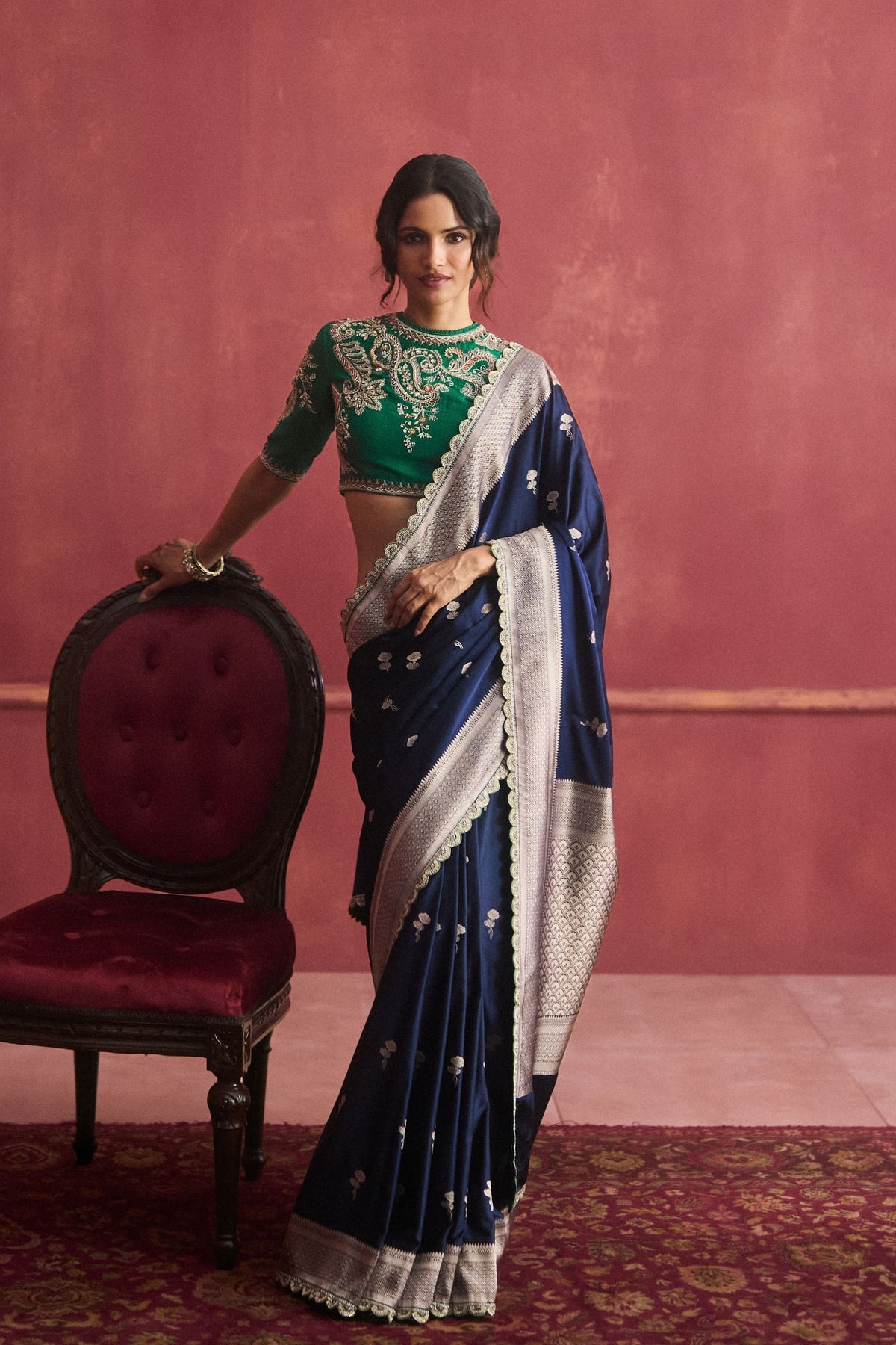 Banarasi Navy Saree Set