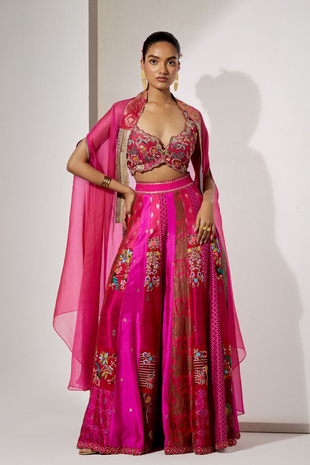 Fuchsia Embroidered Sharara Set