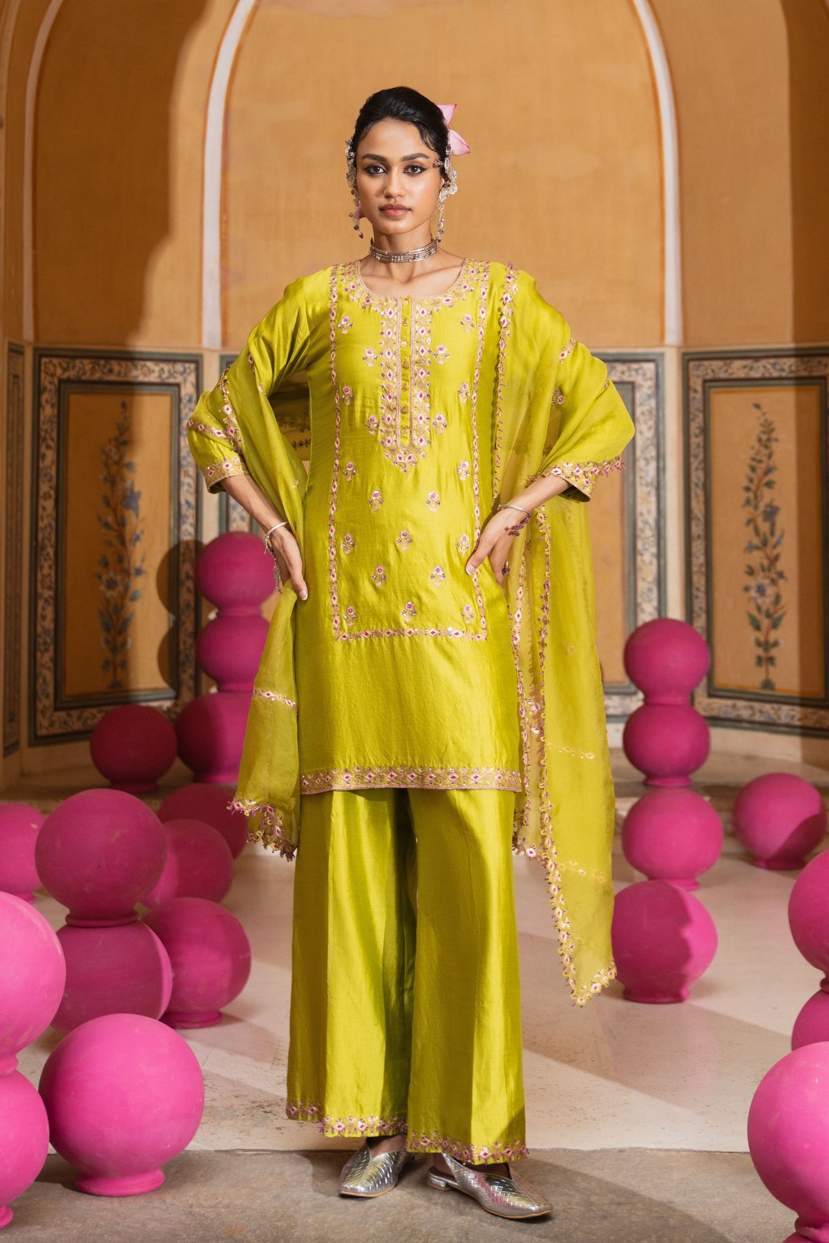 Long Panel Kurta Set