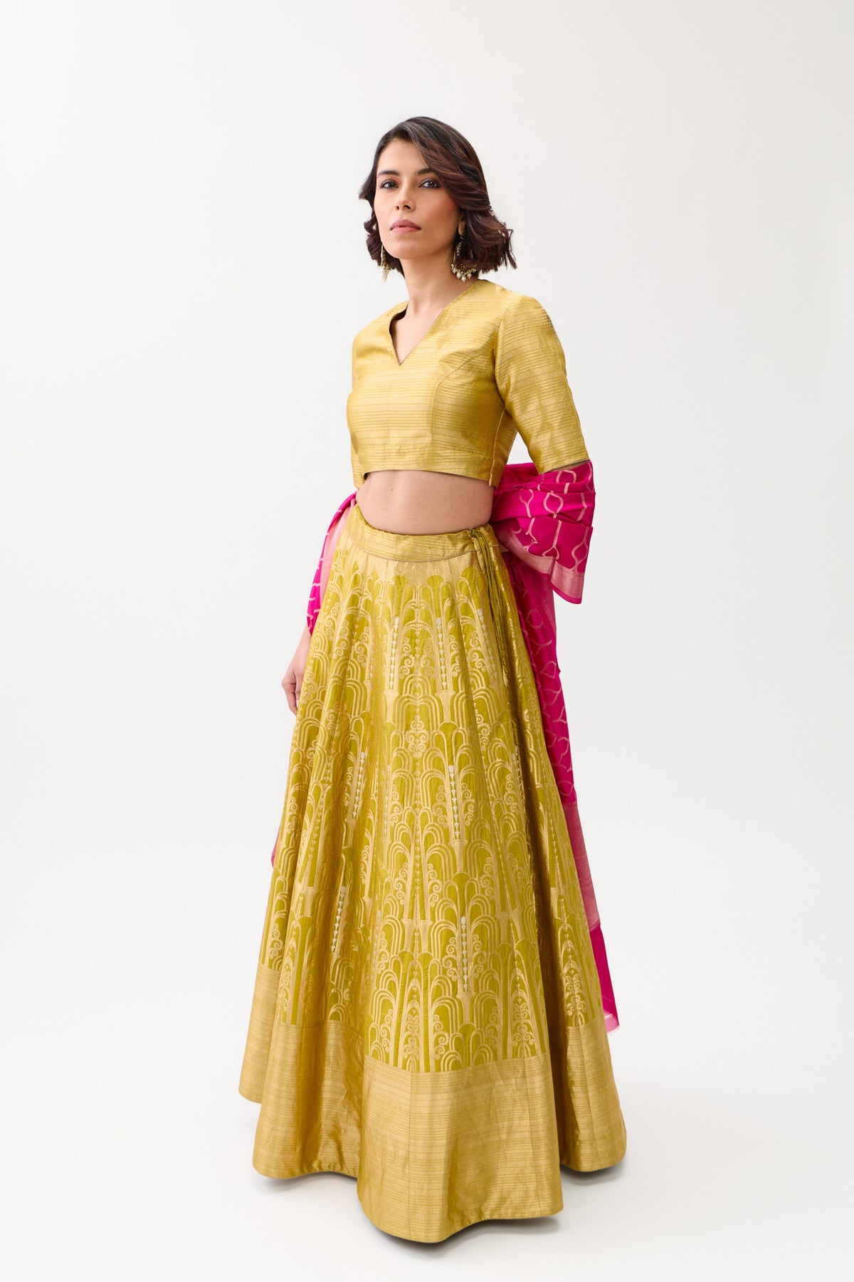 Mustard Aatishi Lehenga Set