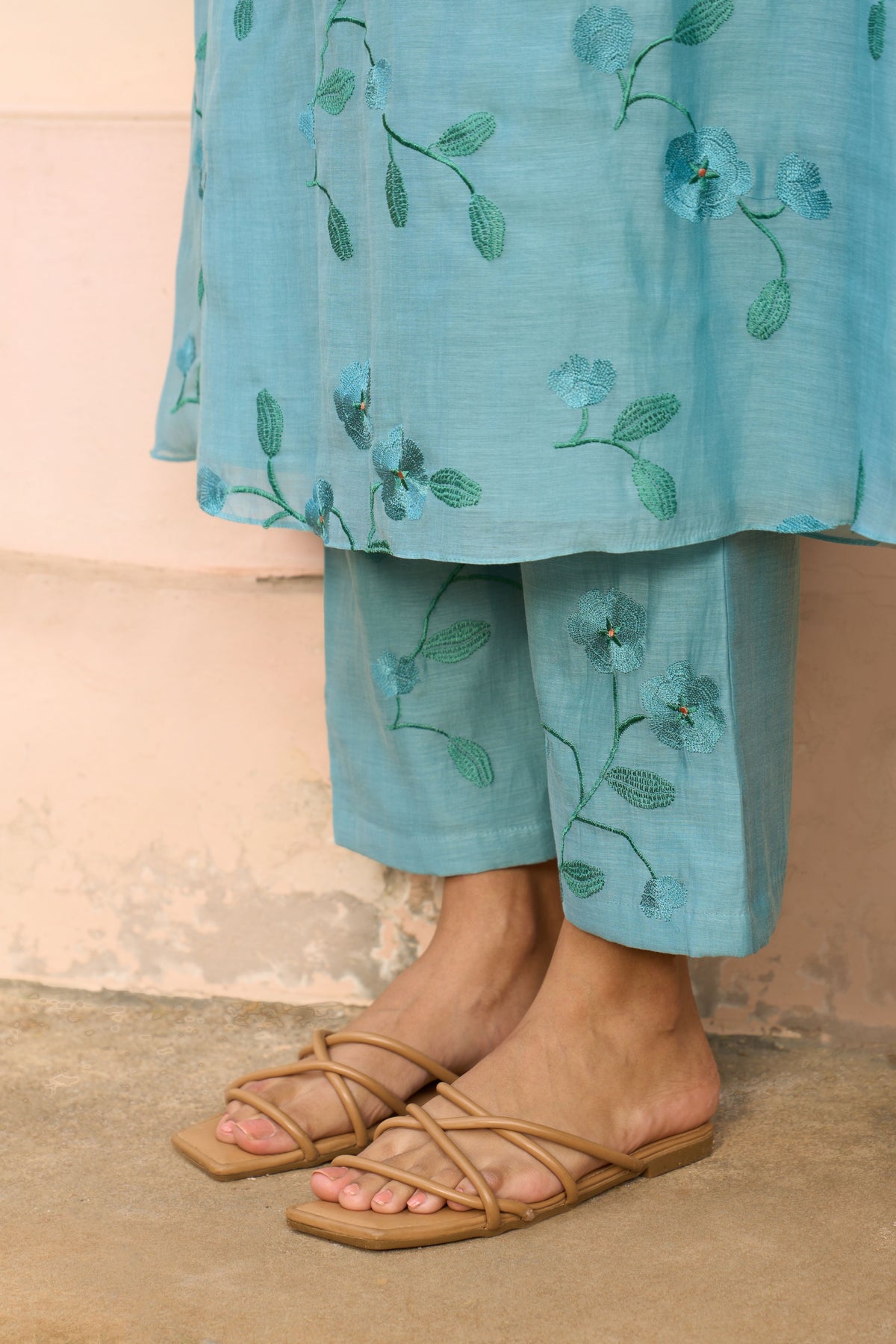 Powder Blue Embroidered Kurta Set