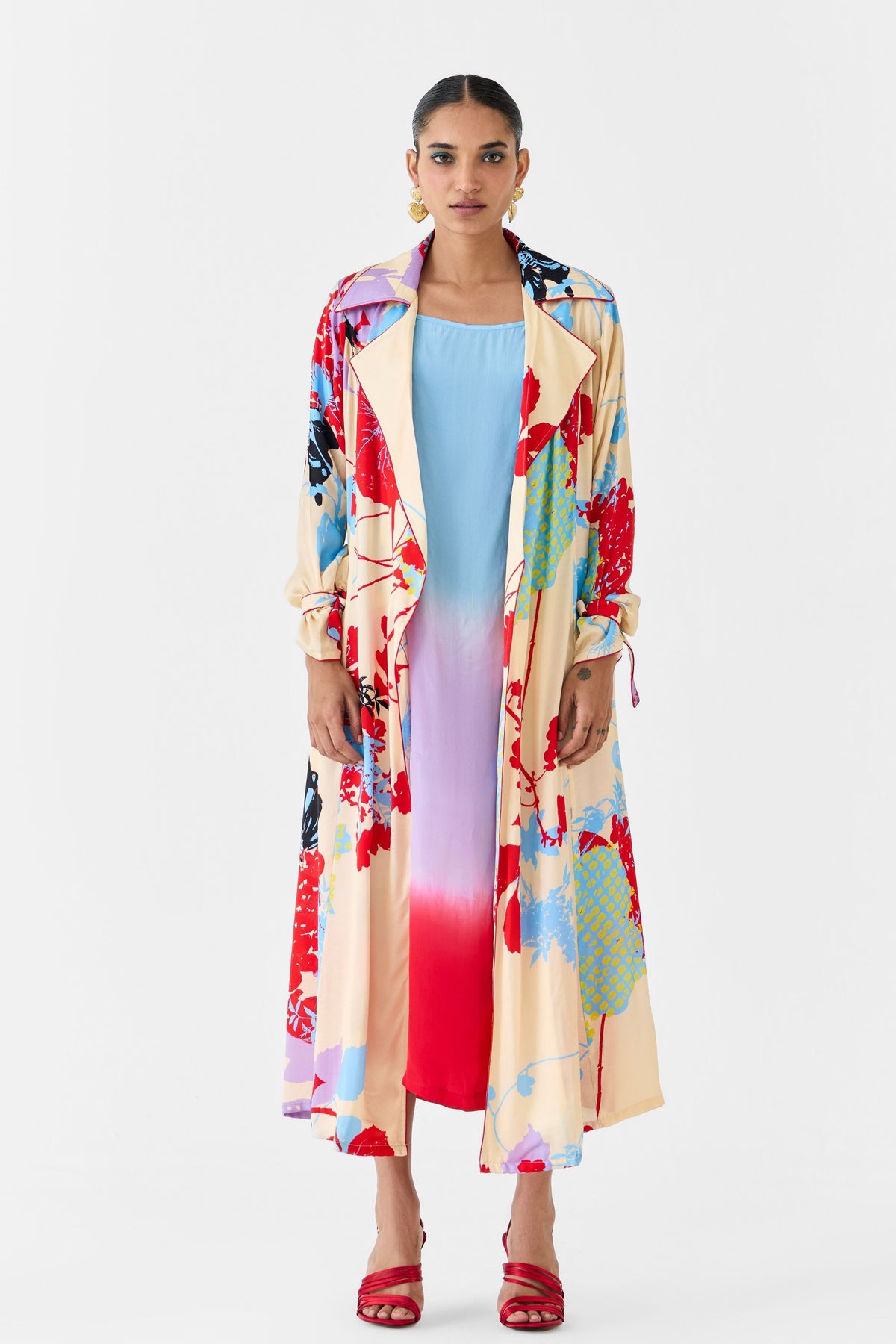 Cream Ikigai Trench Coat Set