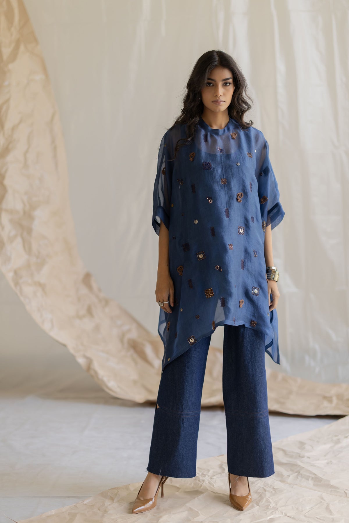 Dark Blue Kaftan Top and Pants