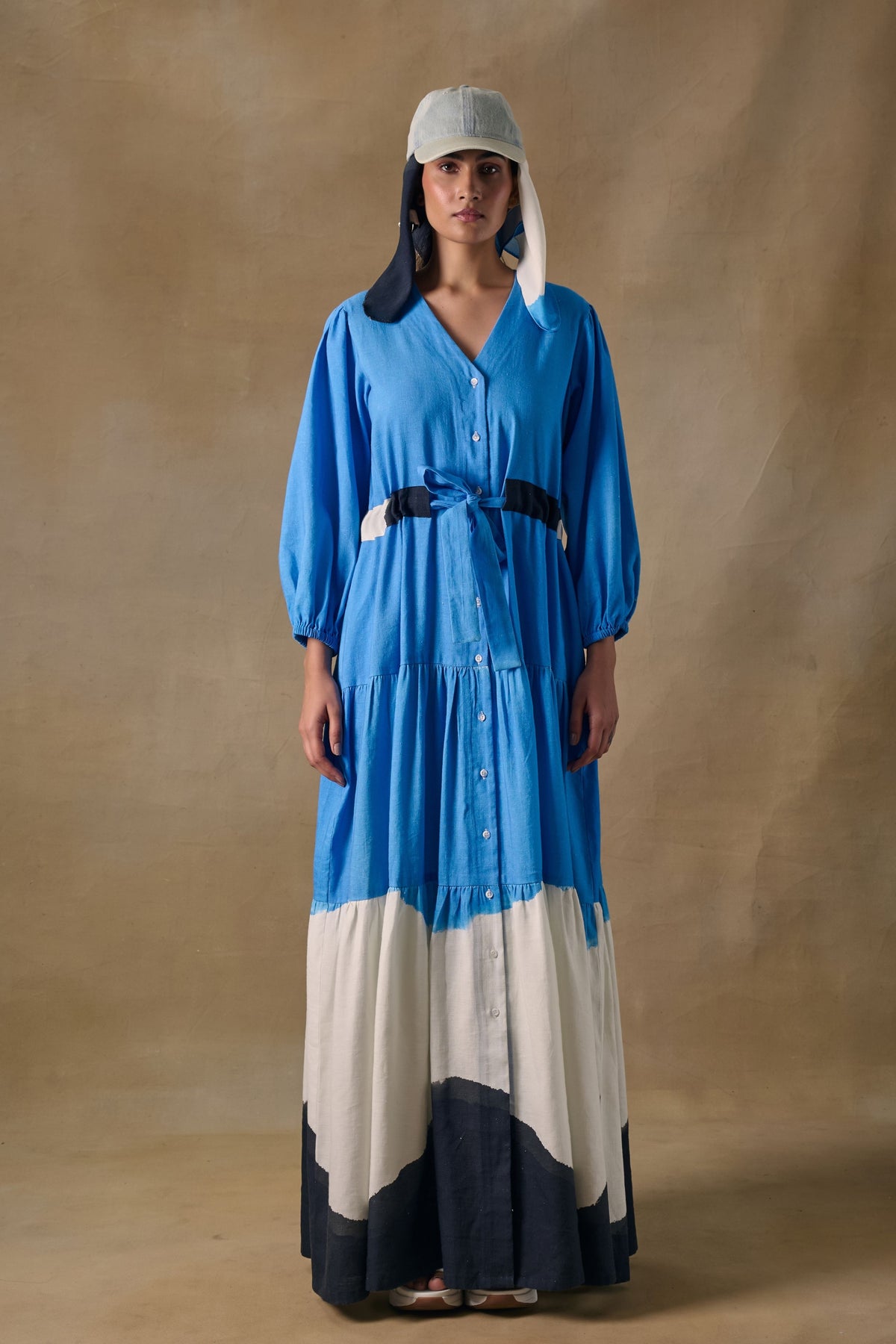 Blue Washed Tiered Dress