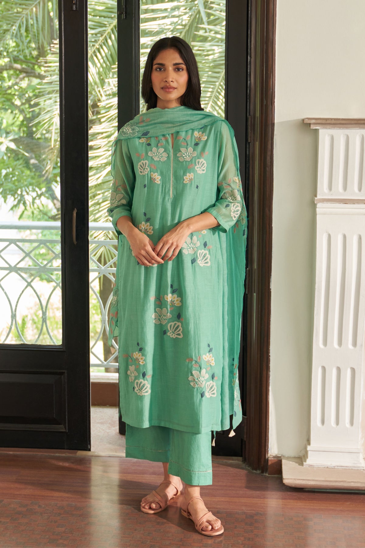 Mint Floral Kurta Set