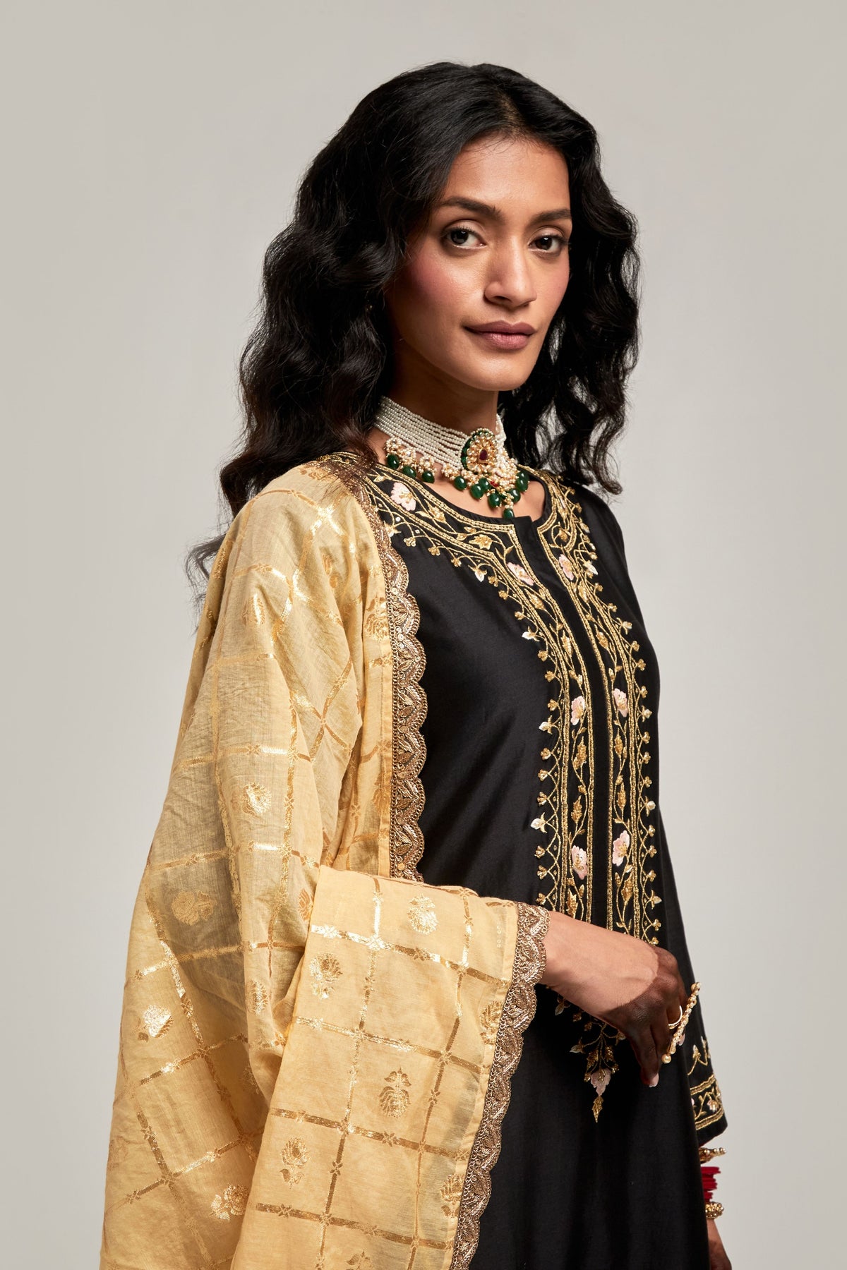 Black Embroidered Kurta Set