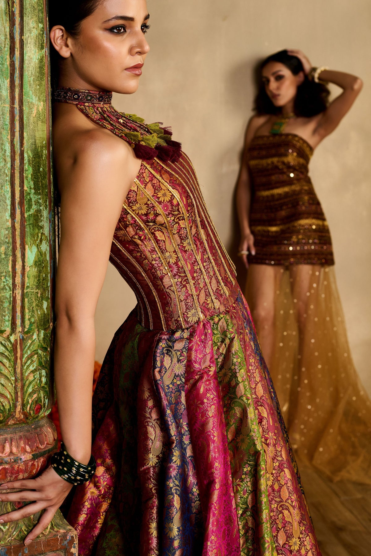 Gulaabi Haryali Lehenga Set