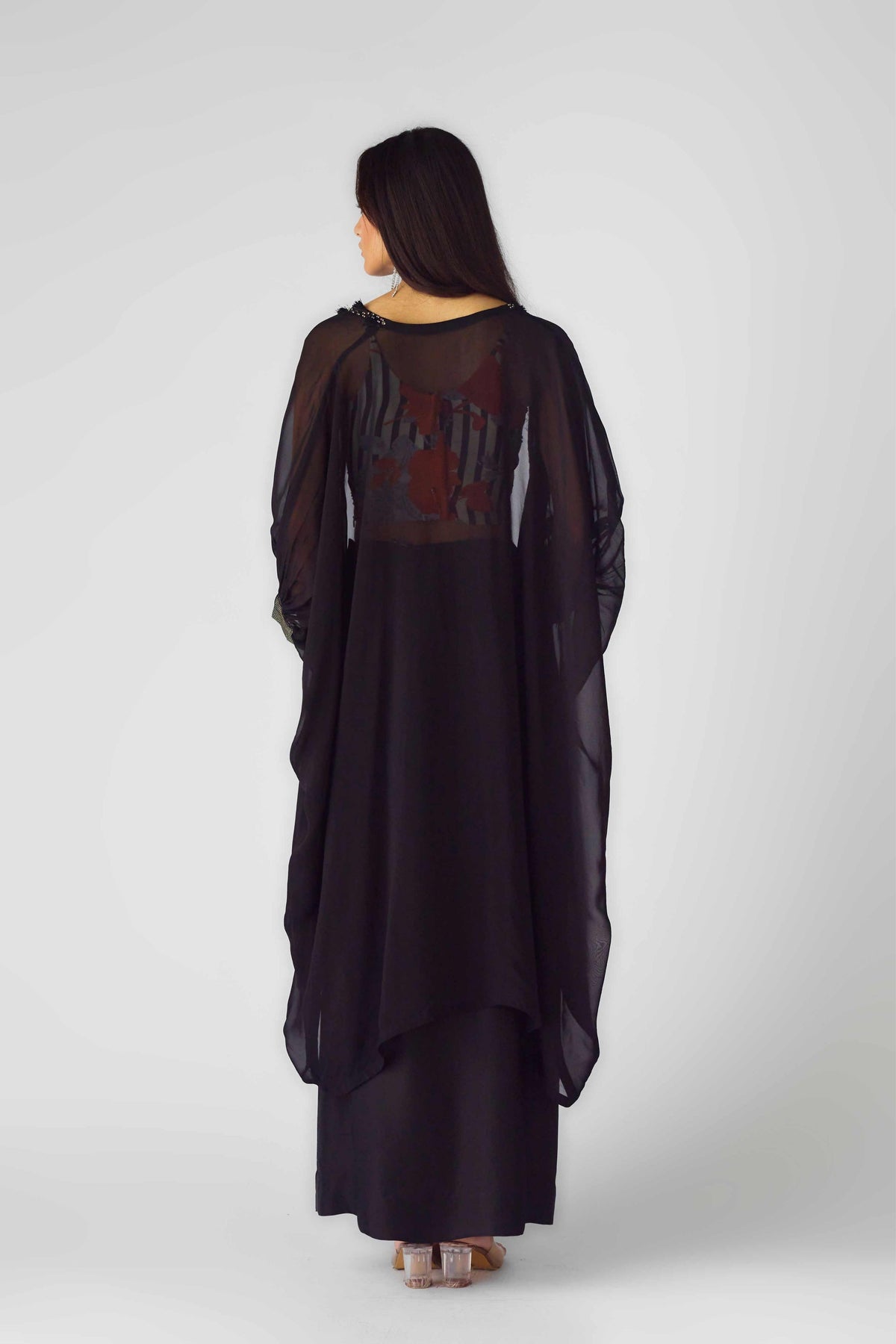 Tangerine Mirage Sharara &amp; Cape Set