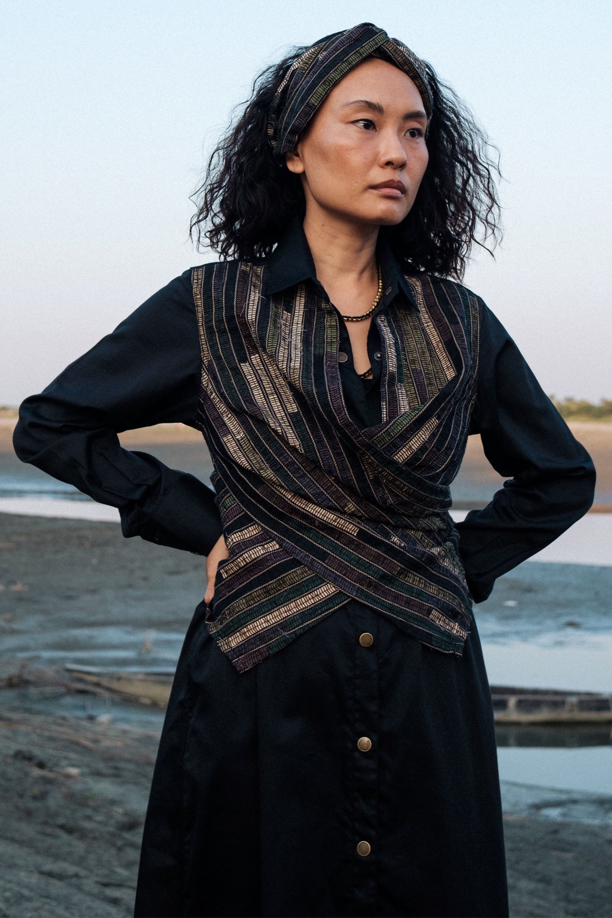 Upcycled Seattle Green Wrap Dress