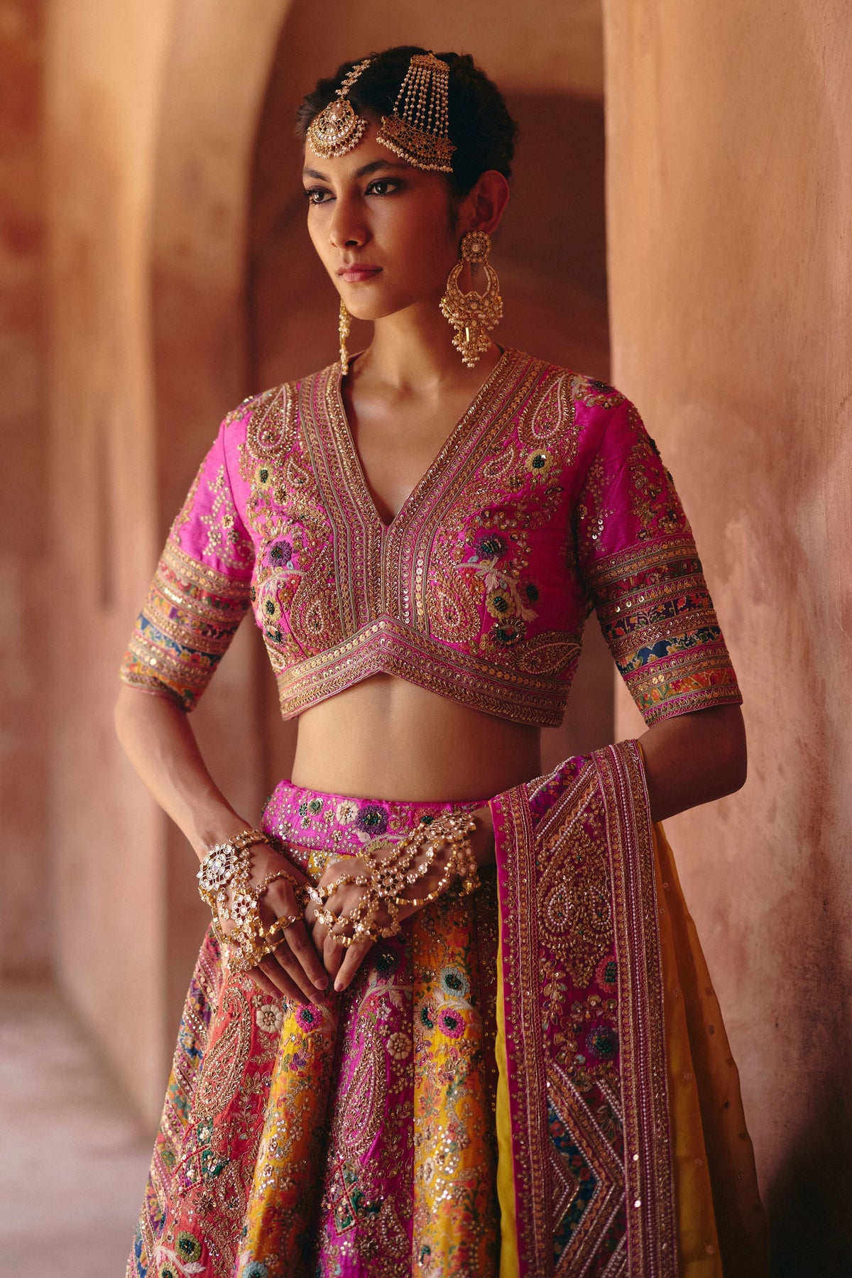 Gulrez 18 Kali Chevron Lehenga Set