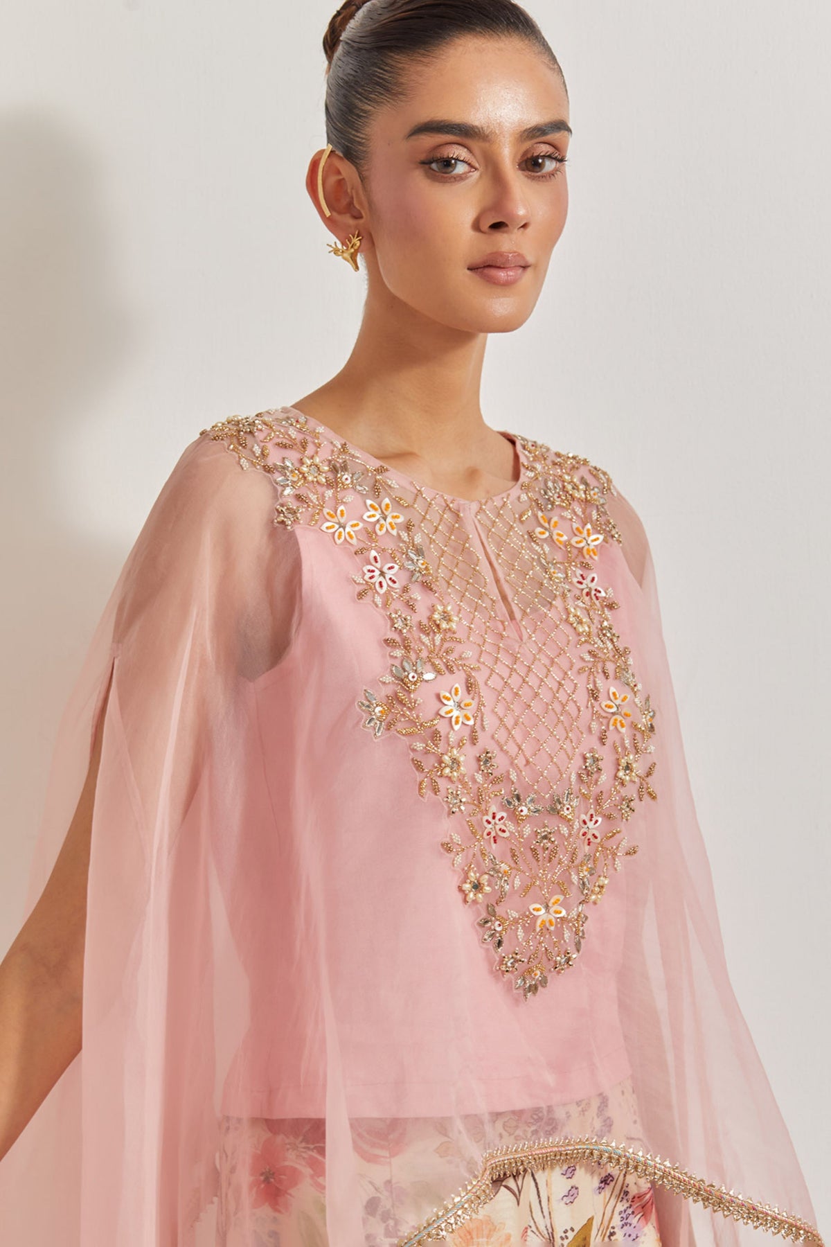 Chanderi Silk Sharara With Cape
