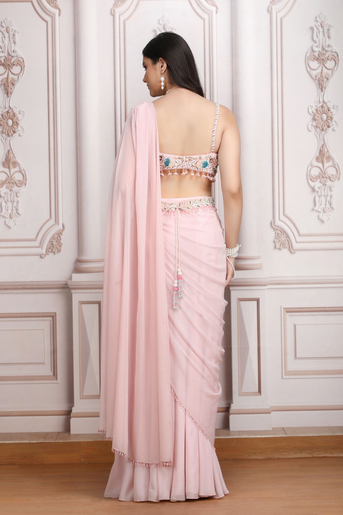 Light Pink Drape Saree