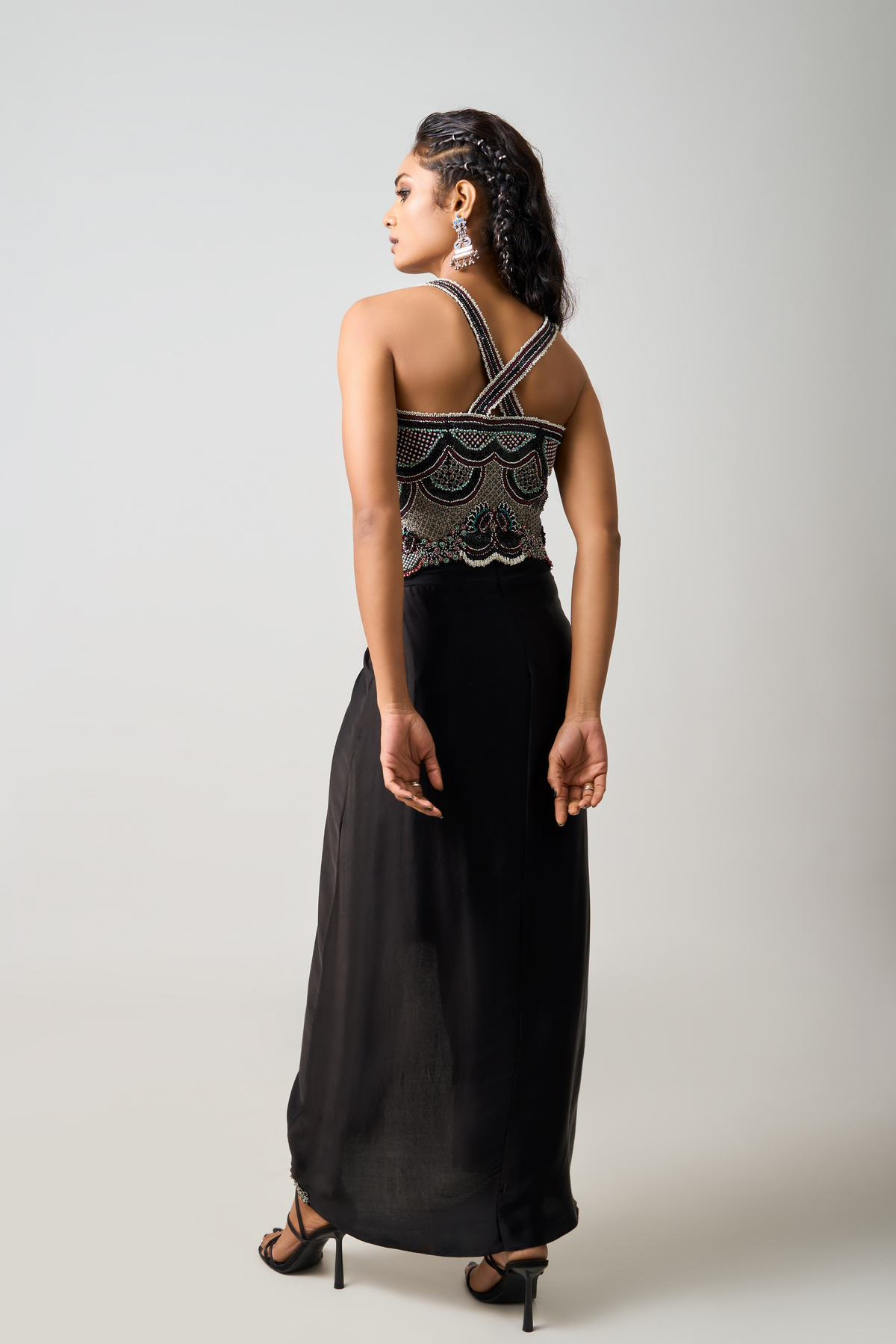 Black Embroidered Corset With Skirt