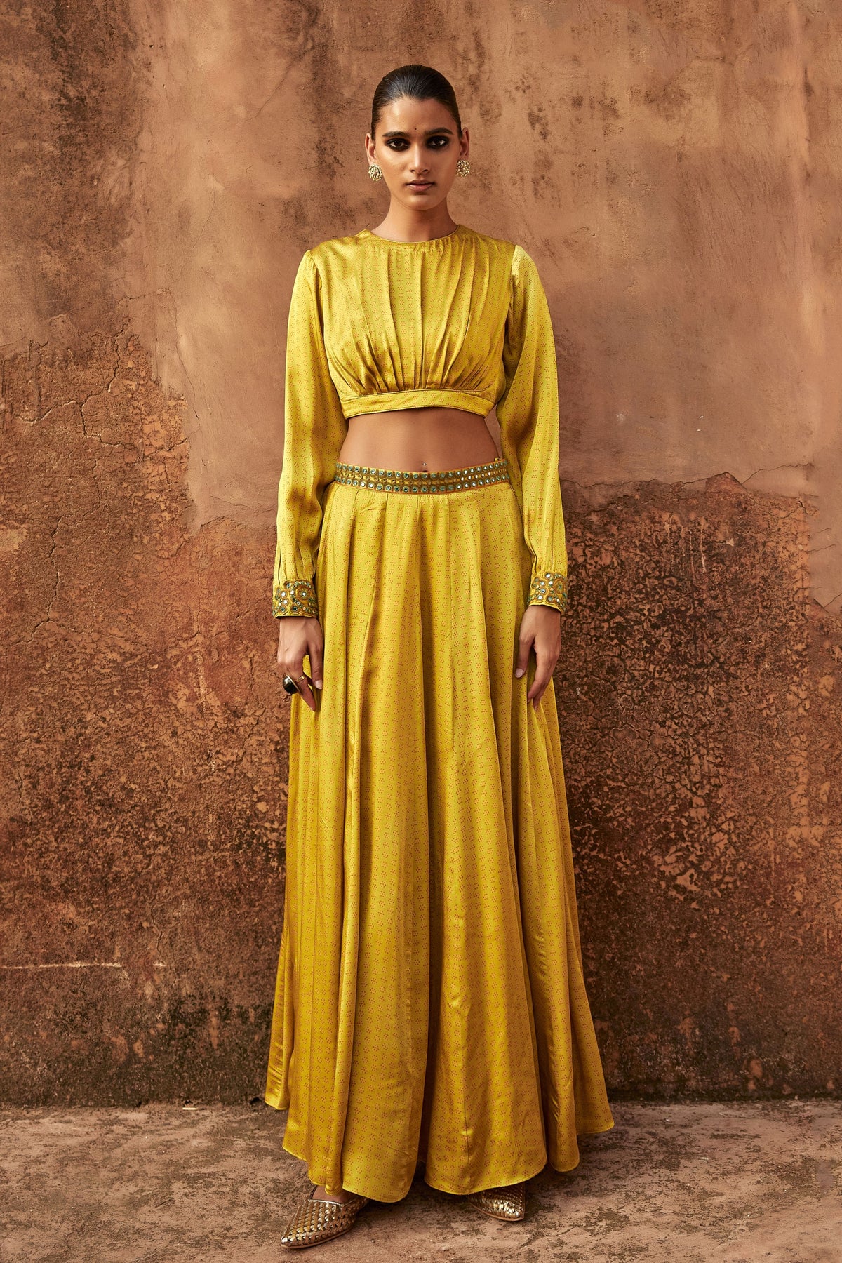 Yellow Gota Skirt Set