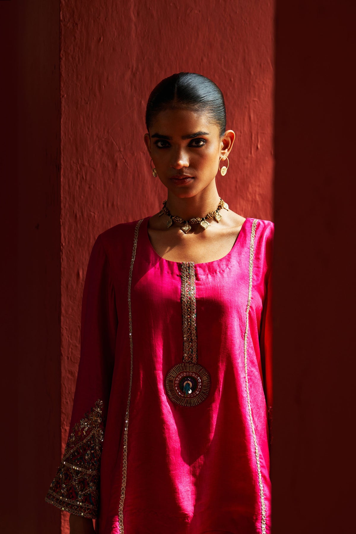 Pink Embroidered Kurta Set